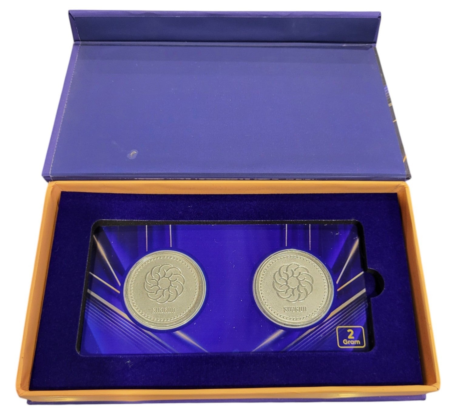 SILVER COIN ROUND SHAGUN - DARK BLUE 2 GM (1X2) WITH BOX