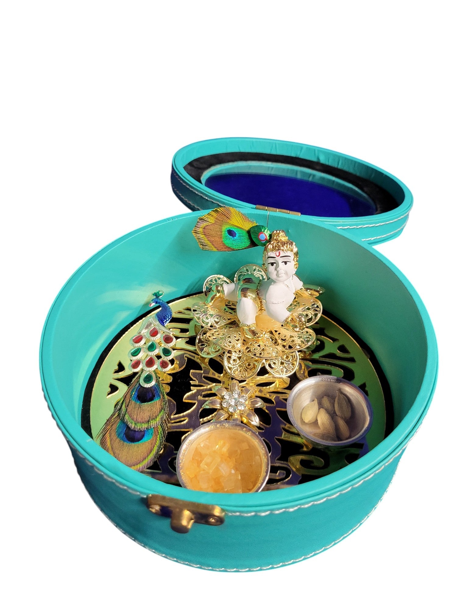 2 KATORI WITH LADDU GOPAL IN ROUND BOX