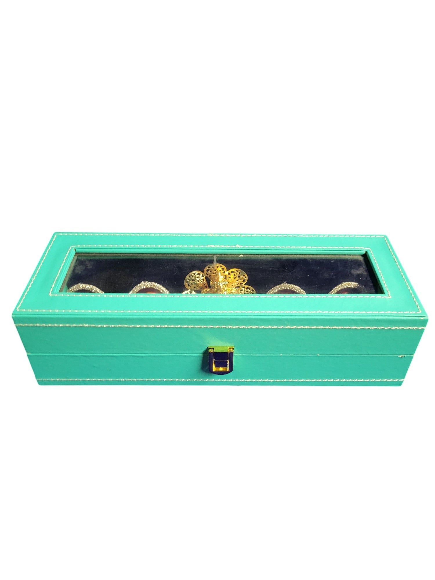 4 SMALL G/J COIN SET WITH WAX GANESHA IN LEATHERITE BOX