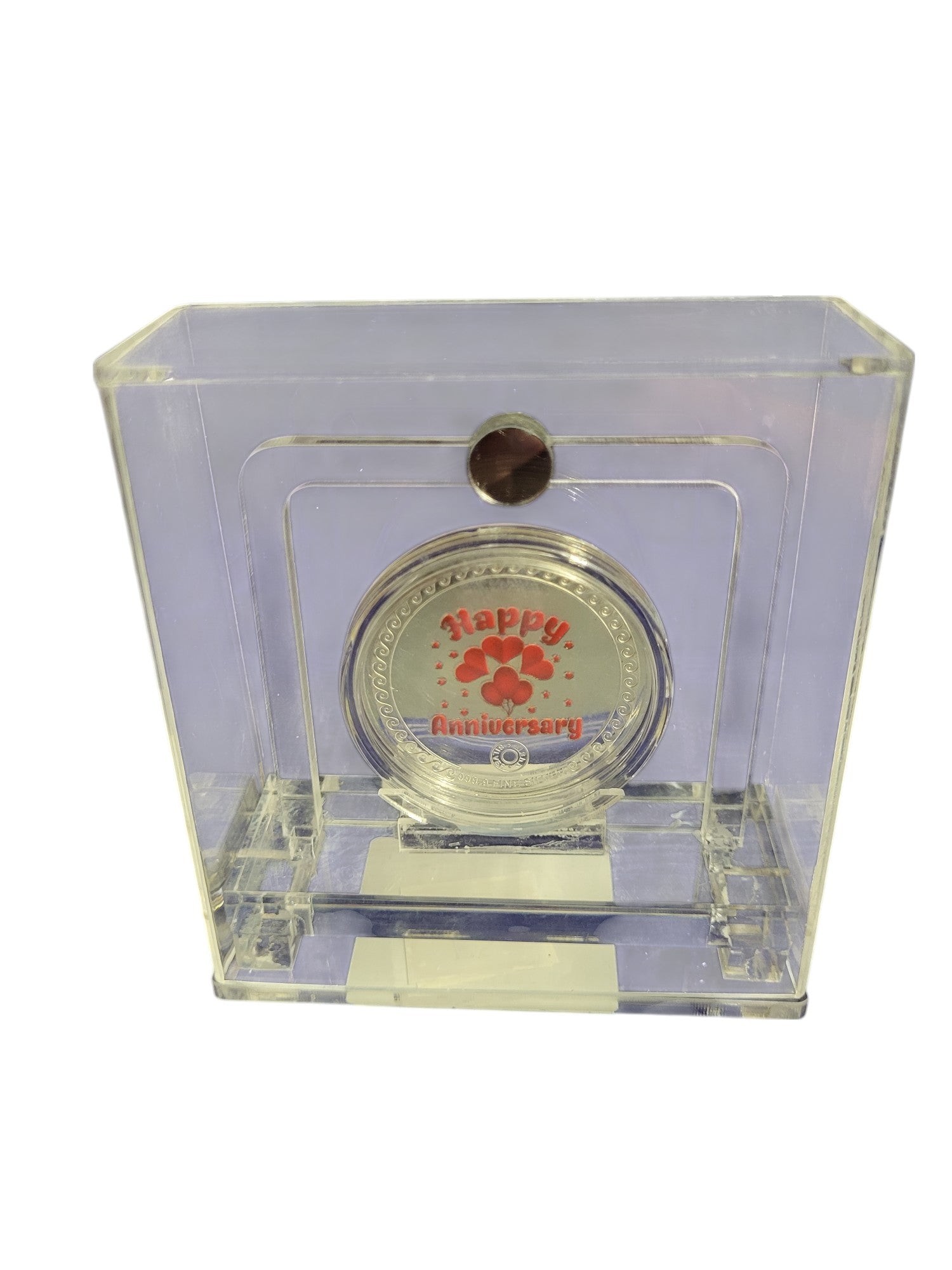 COLOUR COIN TROPHY SET IN ACRYLIC BOX ANNIVERSARY