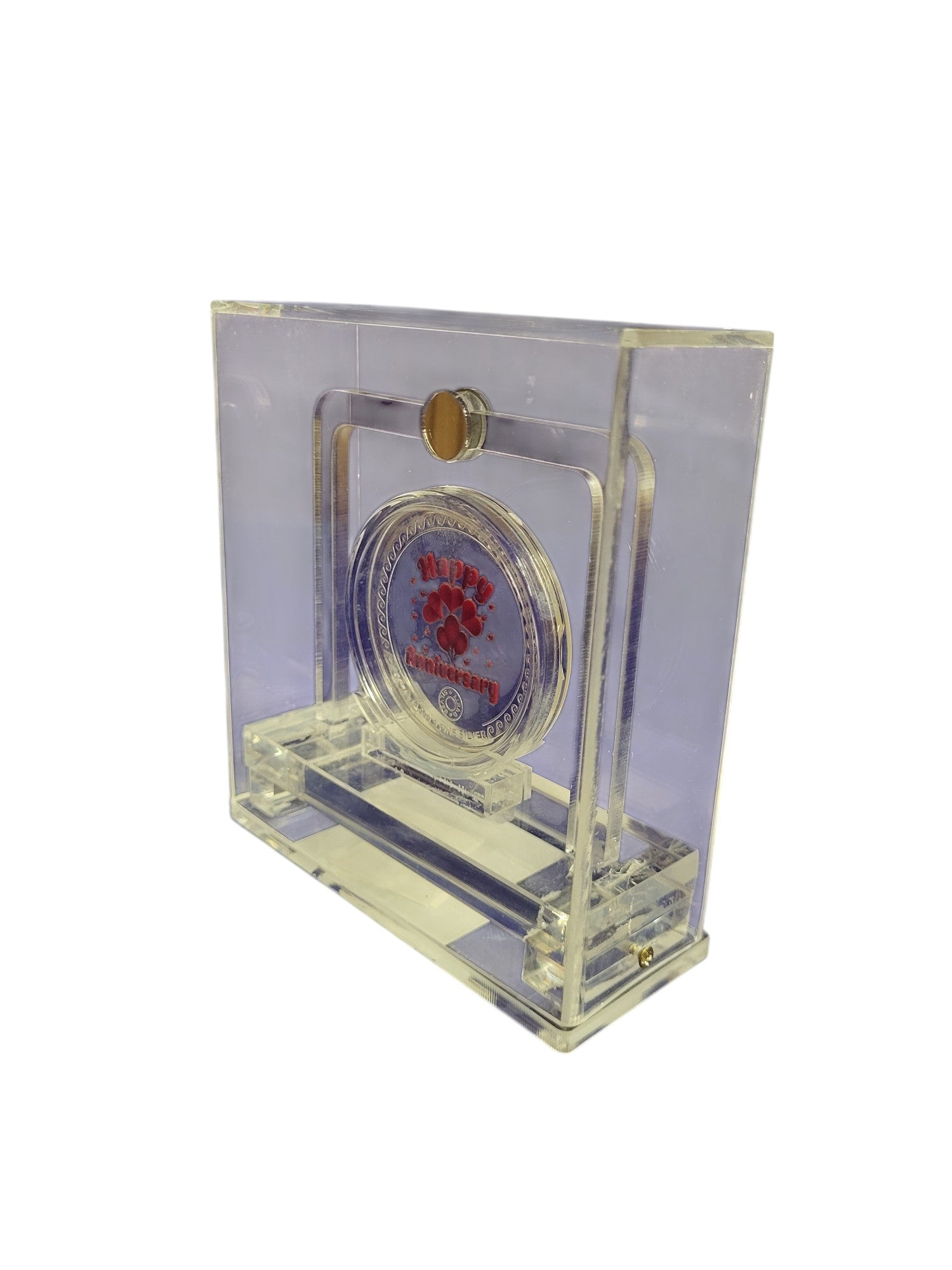 COLOUR COIN TROPHY SET IN ACRYLIC BOX ANNIVERSARY