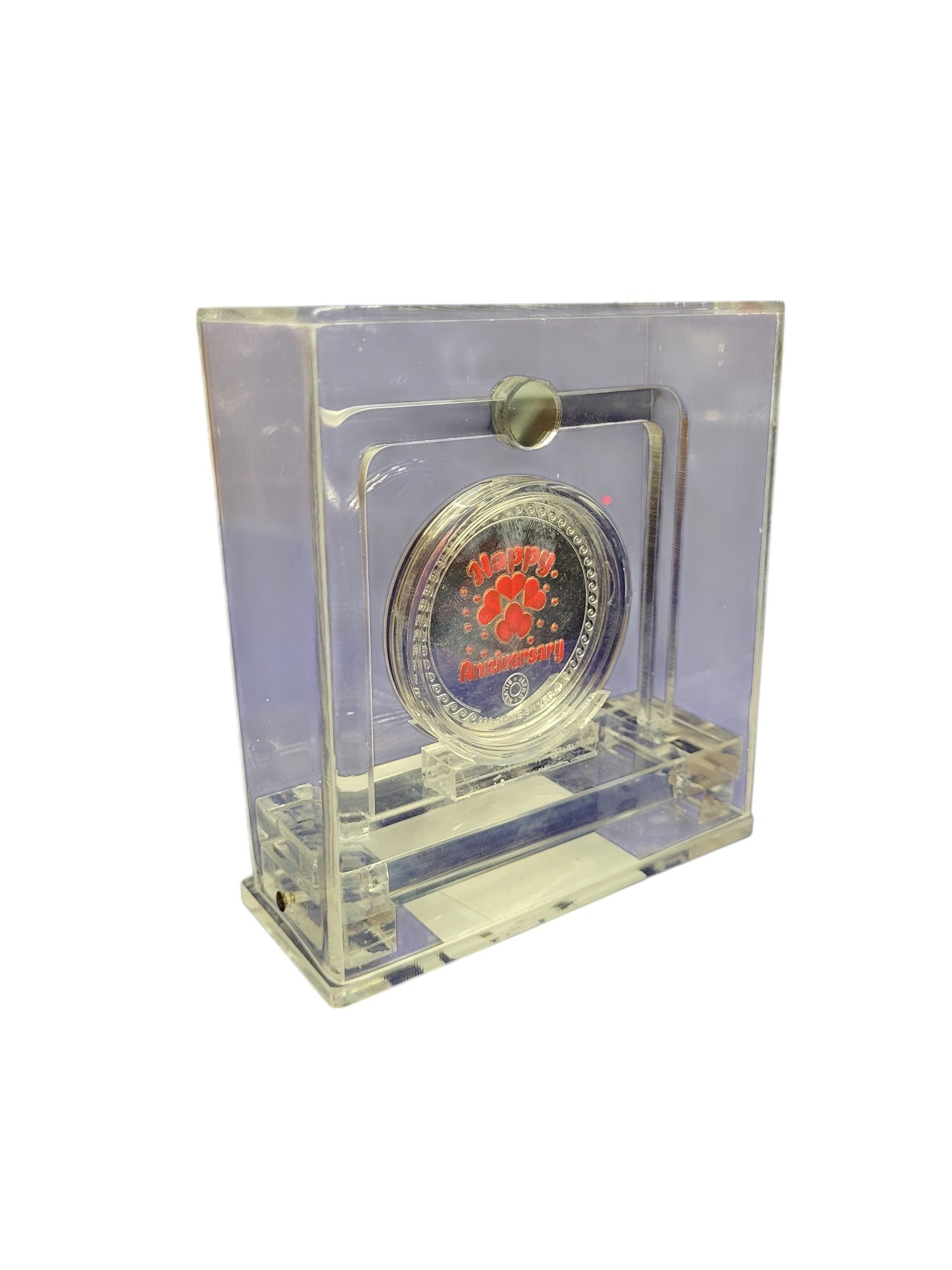 COLOUR COIN TROPHY SET IN ACRYLIC BOX ANNIVERSARY