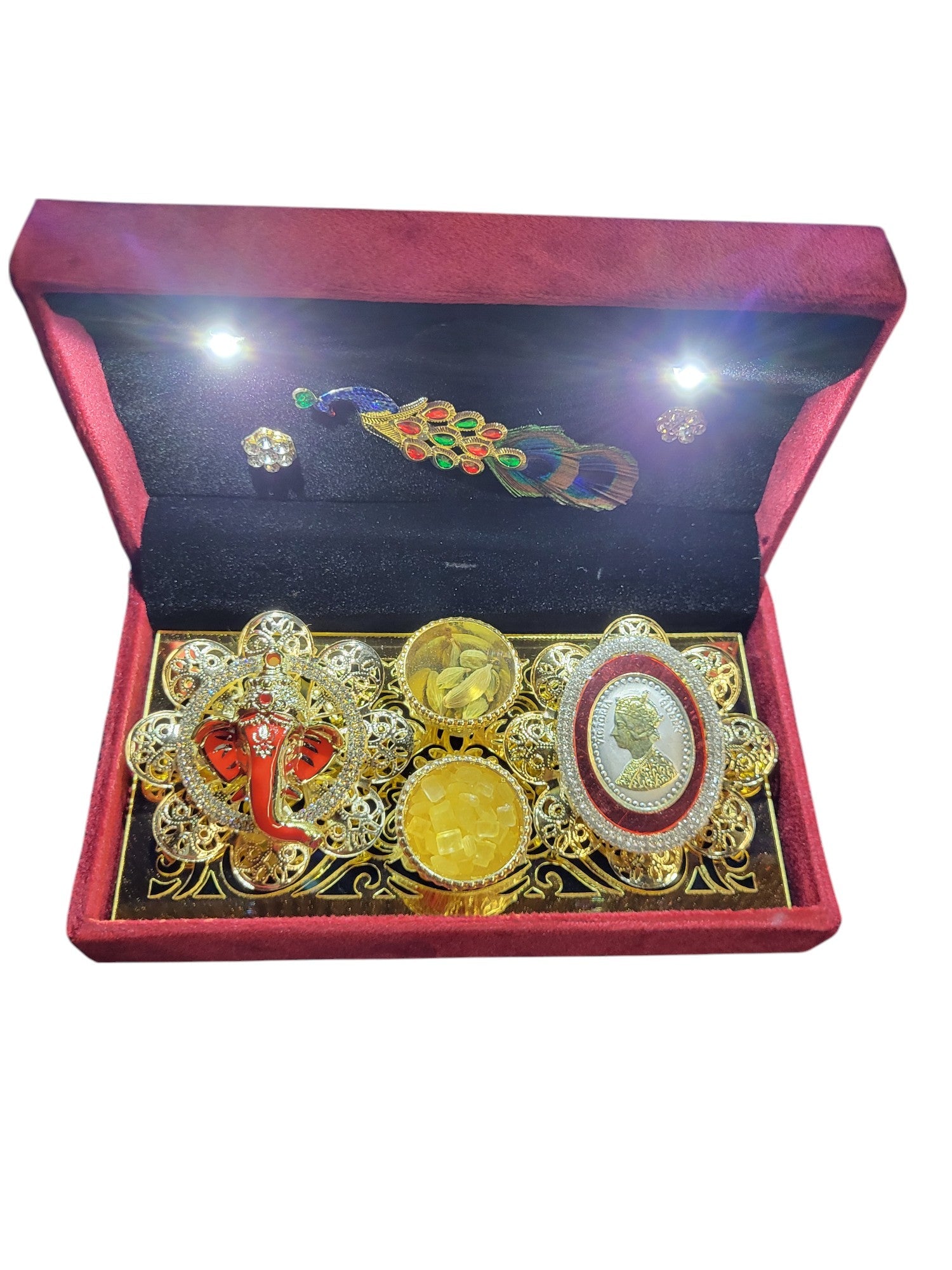 2.5GM COIN SET WITH GANESHA IN LED BOX""