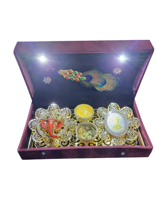 1 MINI G/J COIN SET WITH GANESHA IN LED VELVET BOX