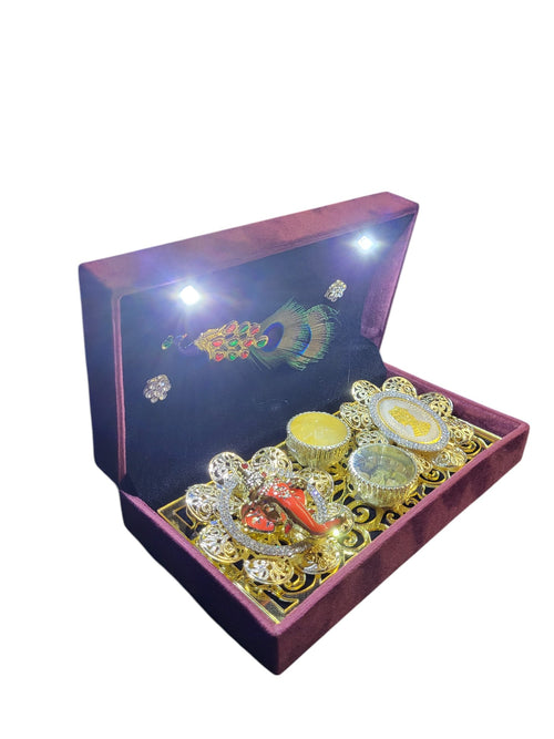 1 MINI G/J COIN SET WITH GANESHA IN LED VELVET BOX