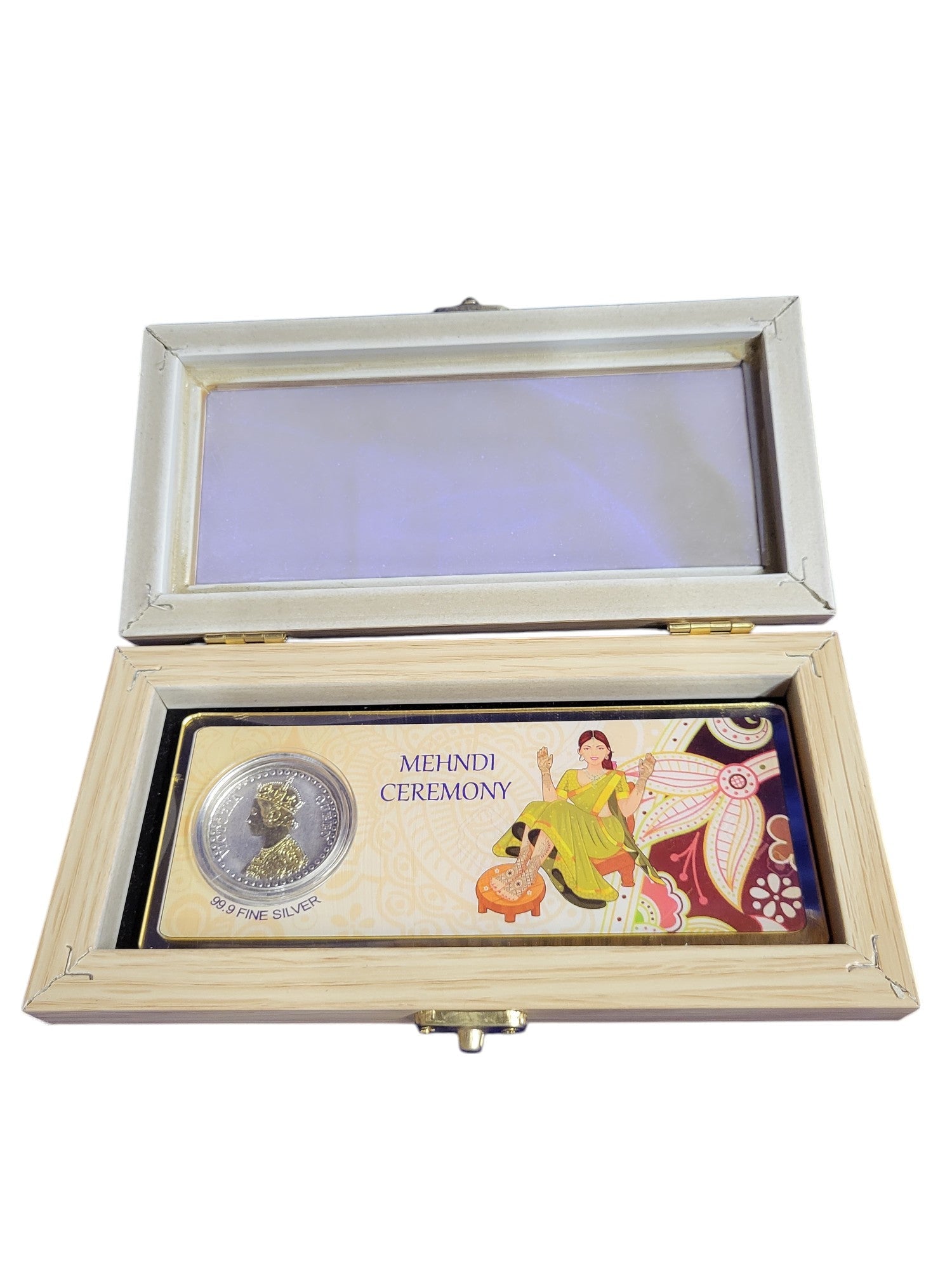 MEHNDI SILVER ENVELOPE WITH WOOD BOX