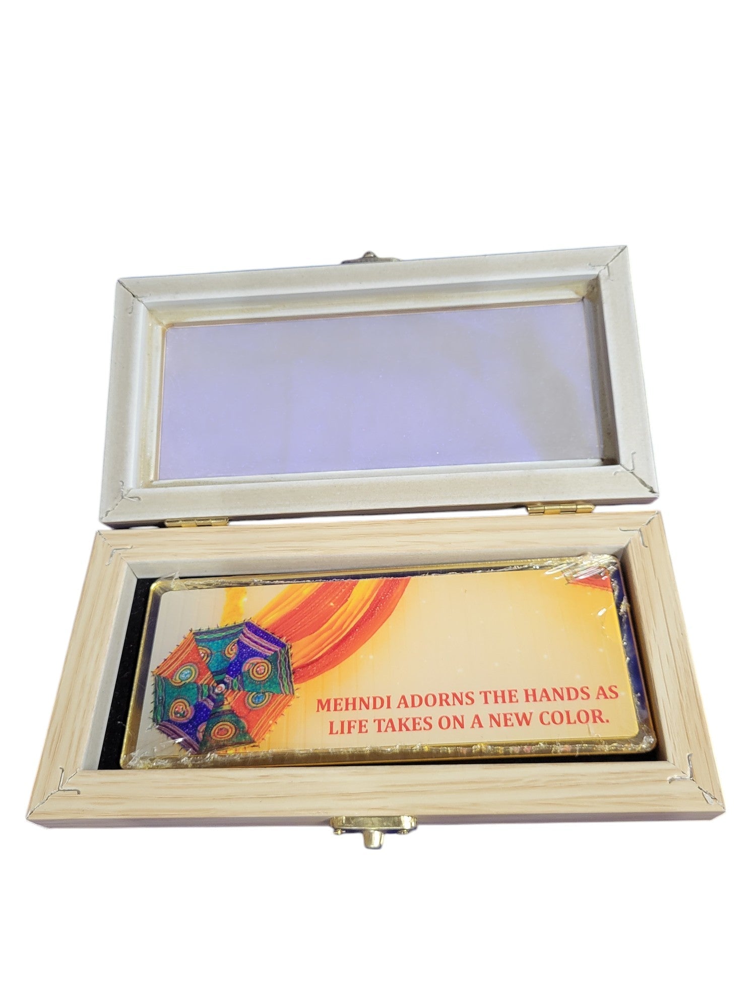 MEHNDI SILVER ENVELOPE WITH WOOD BOX