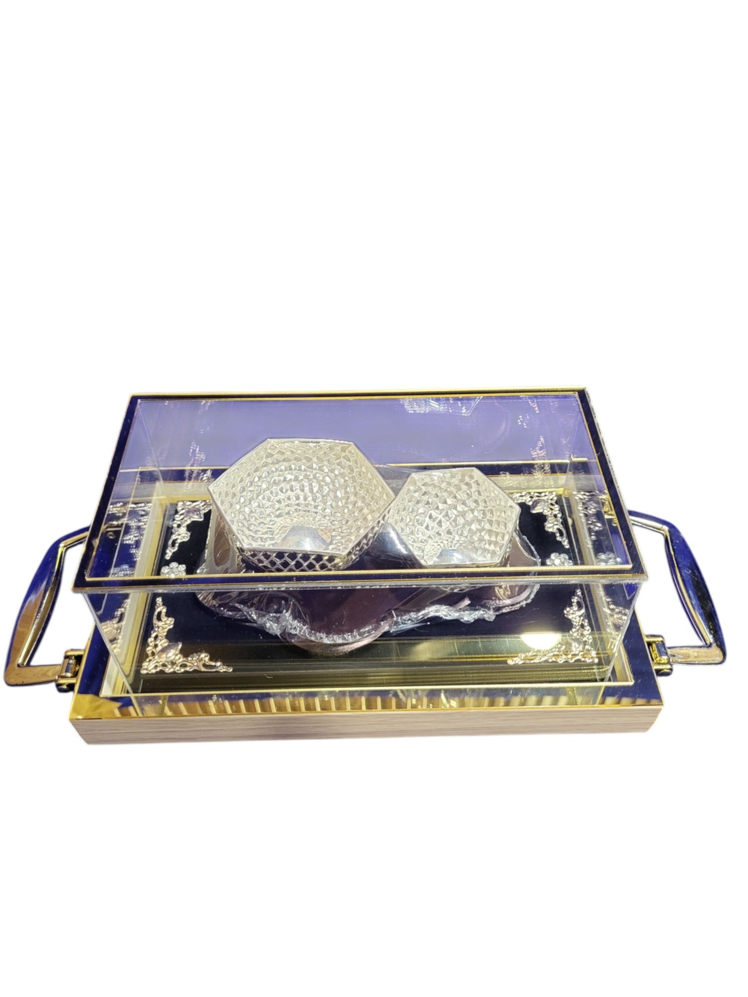 2 ANTIQUE FRUIT BOWL SET WITH WOODEN BASE"