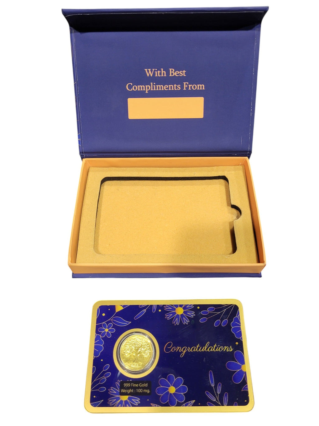 GOLD COIN CONGRATULATION - NAVY BLUE 100MG WITH BOX