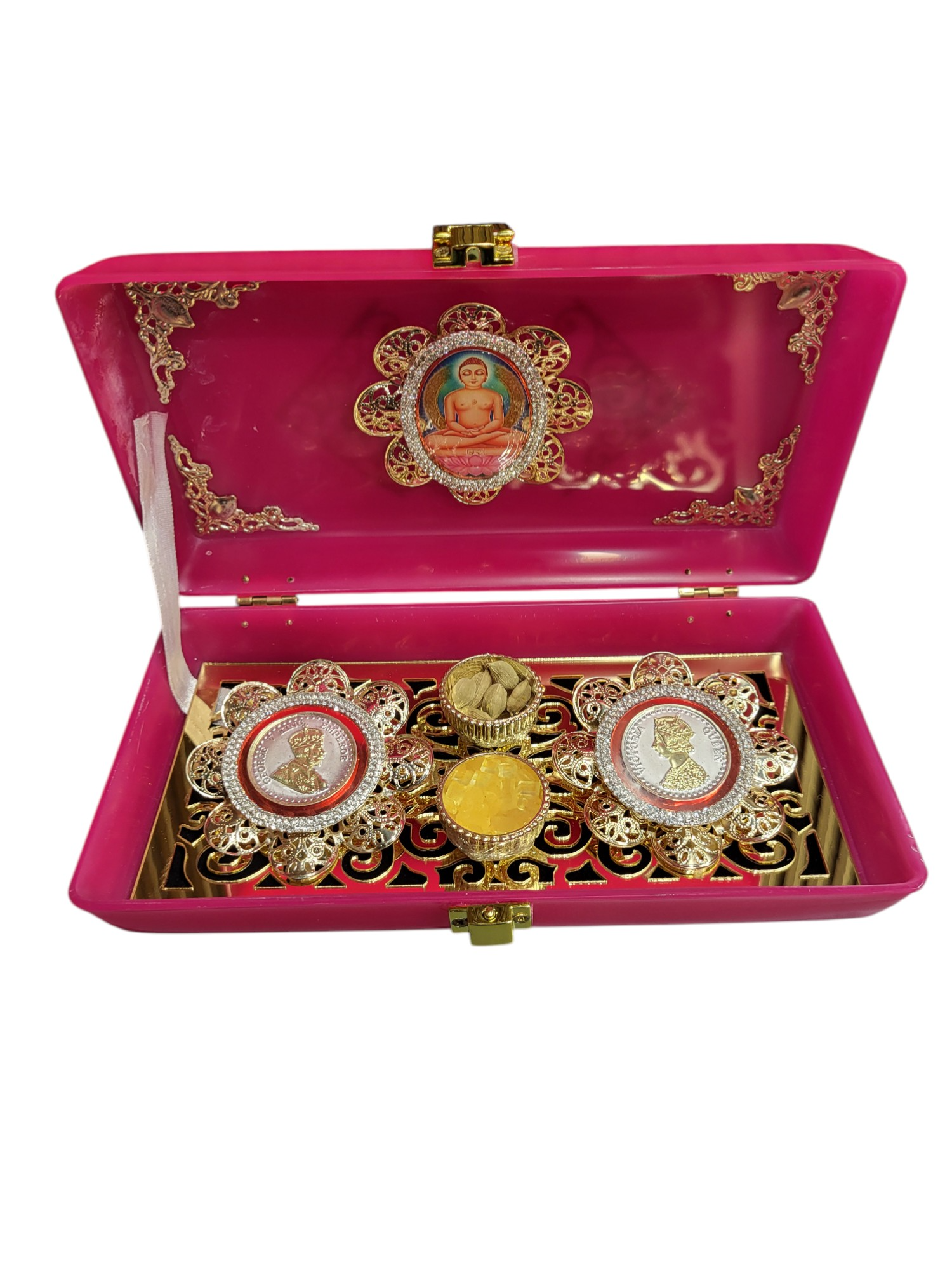 2 MINI ROUND COIN SET IN PURSE MAHVEER SWAMI