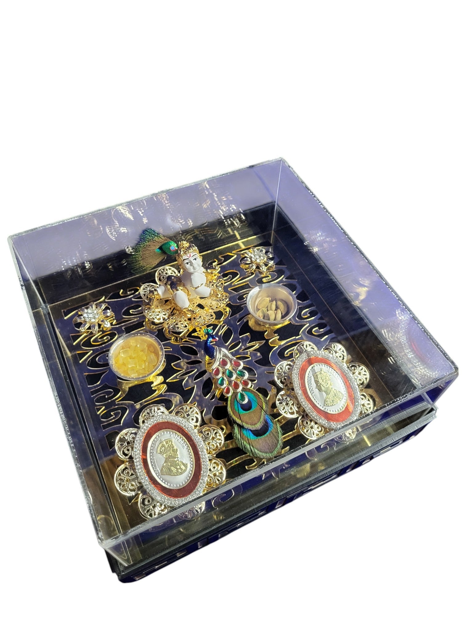 2COIN SET WITH LADDU GOPAL IN ACRYLIC PLATTER BOX