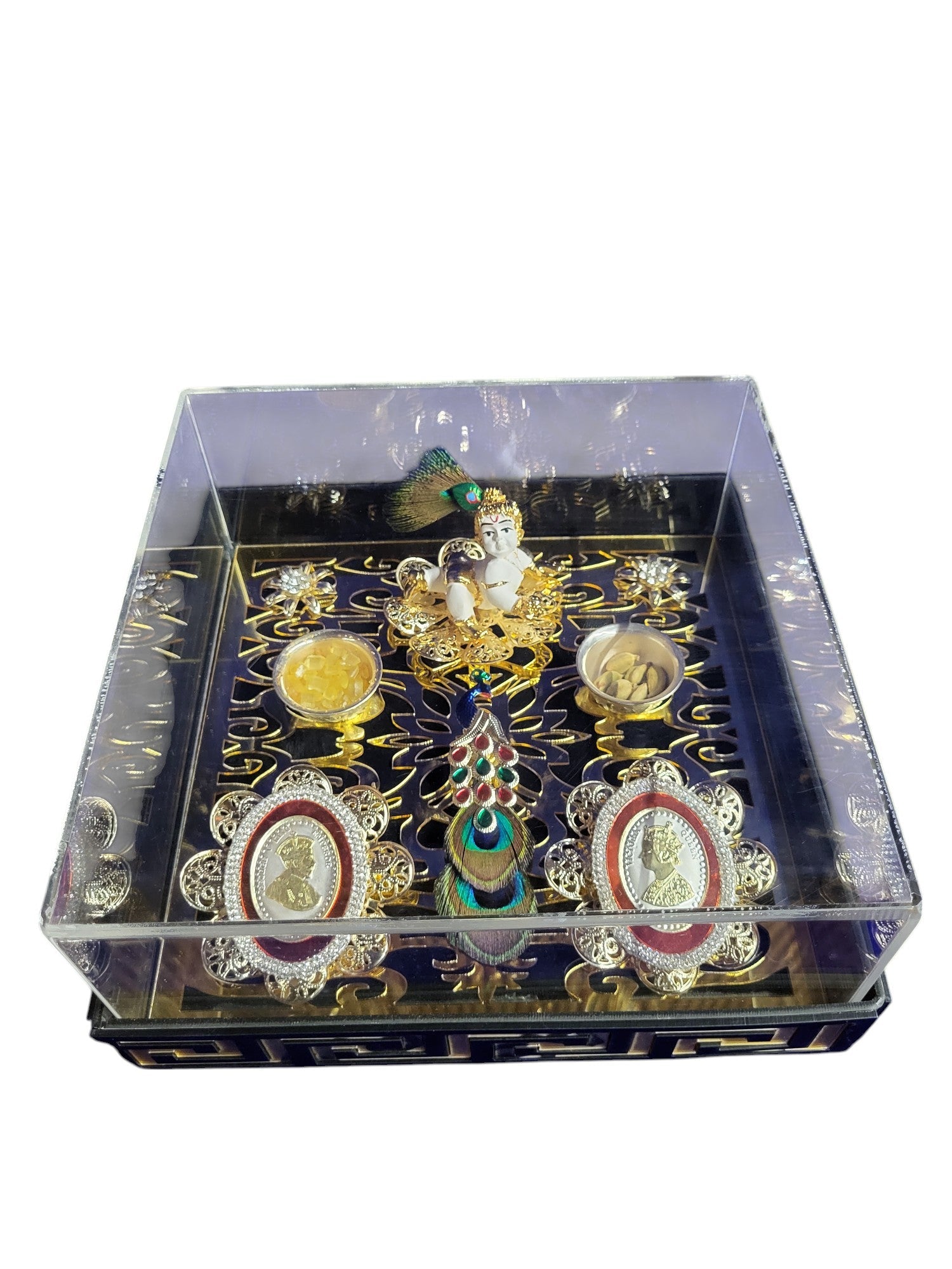 2COIN SET WITH LADDU GOPAL IN ACRYLIC PLATTER BOX