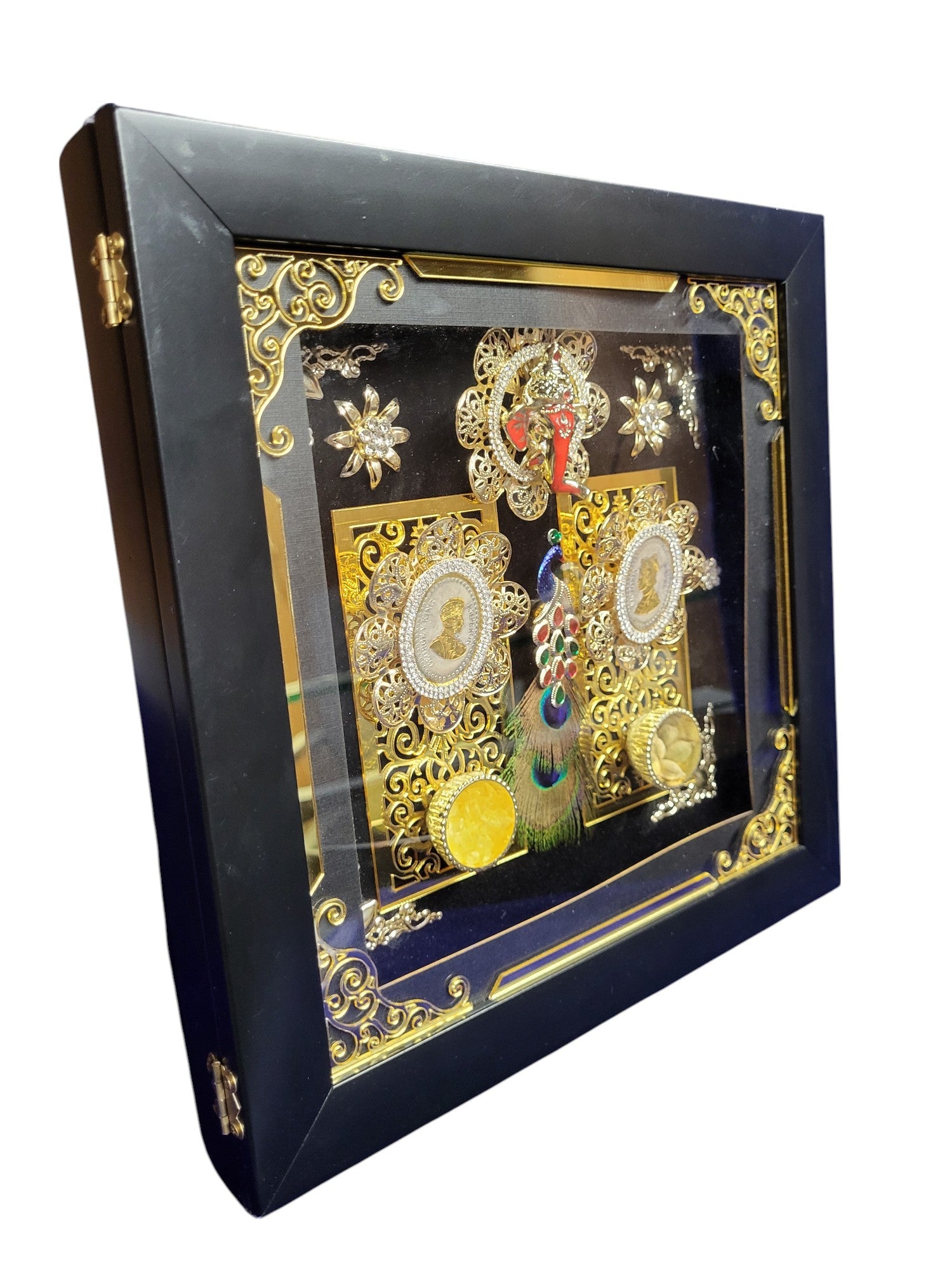 2 Coin Set With Ganesh in Photo Frame Platter Box""