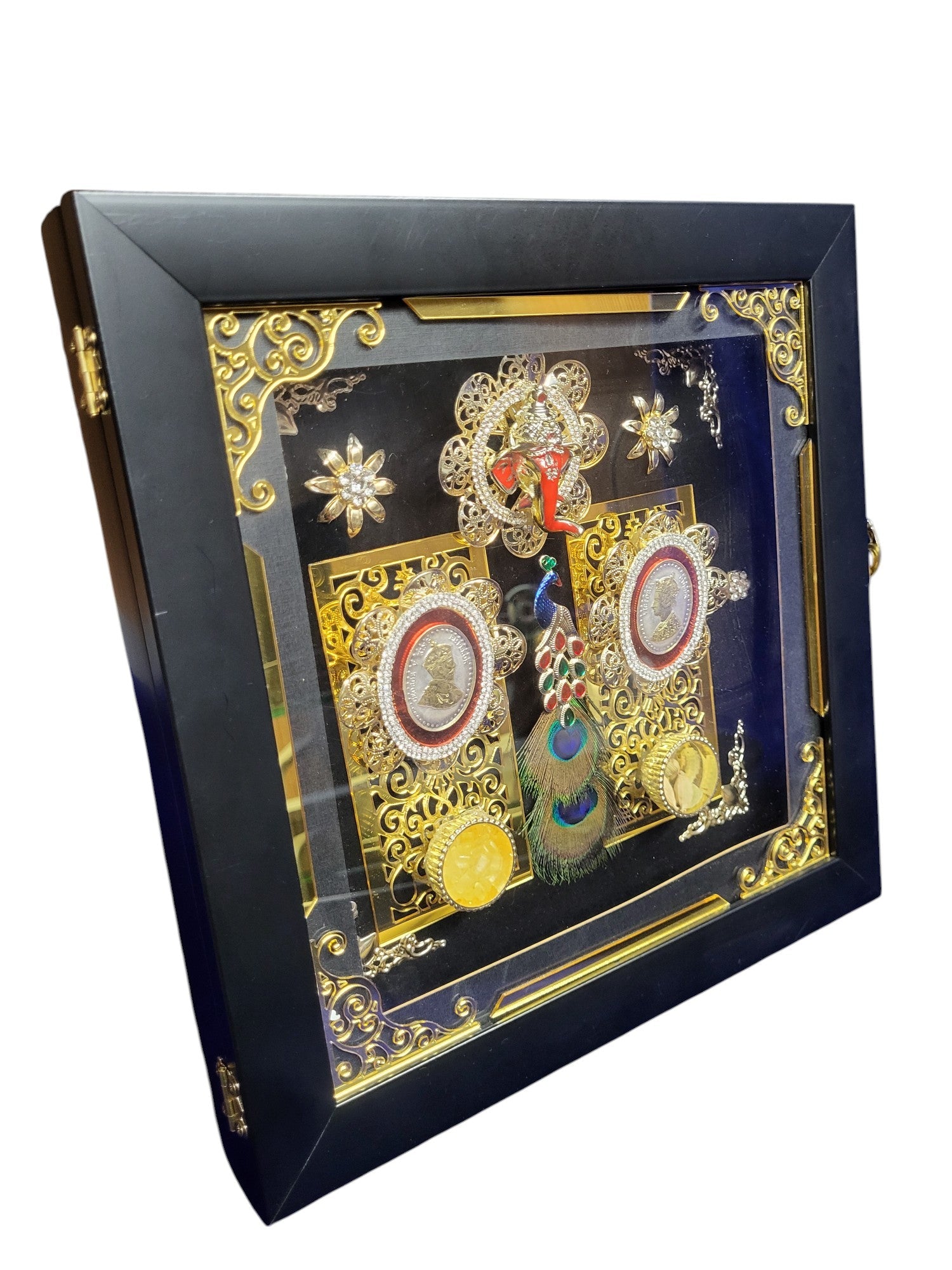 2 Coin Set With Ganesh in Photo Frame Platter Box"""