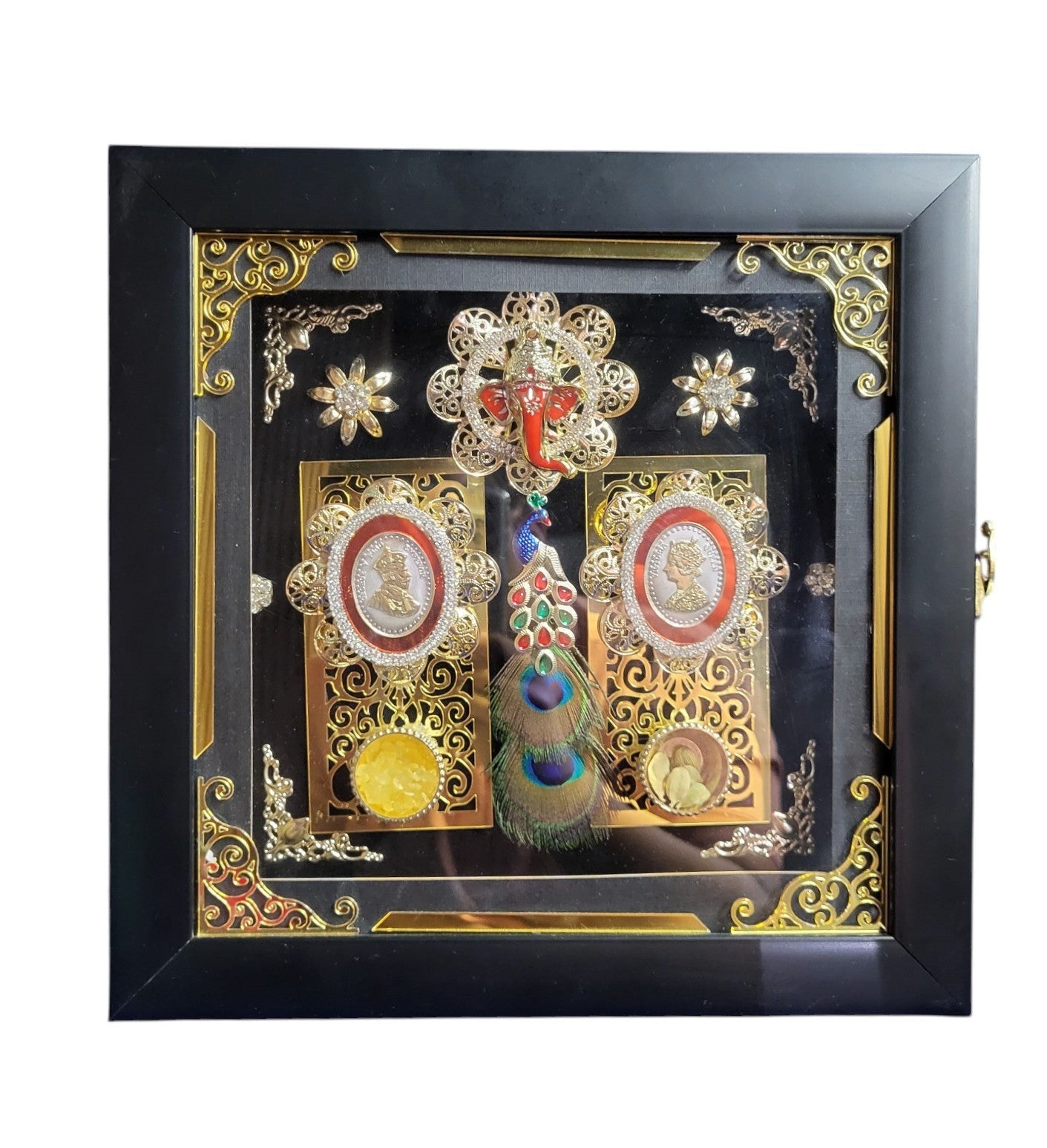 2 Coin Set With Ganesh in Photo Frame Platter Box"""