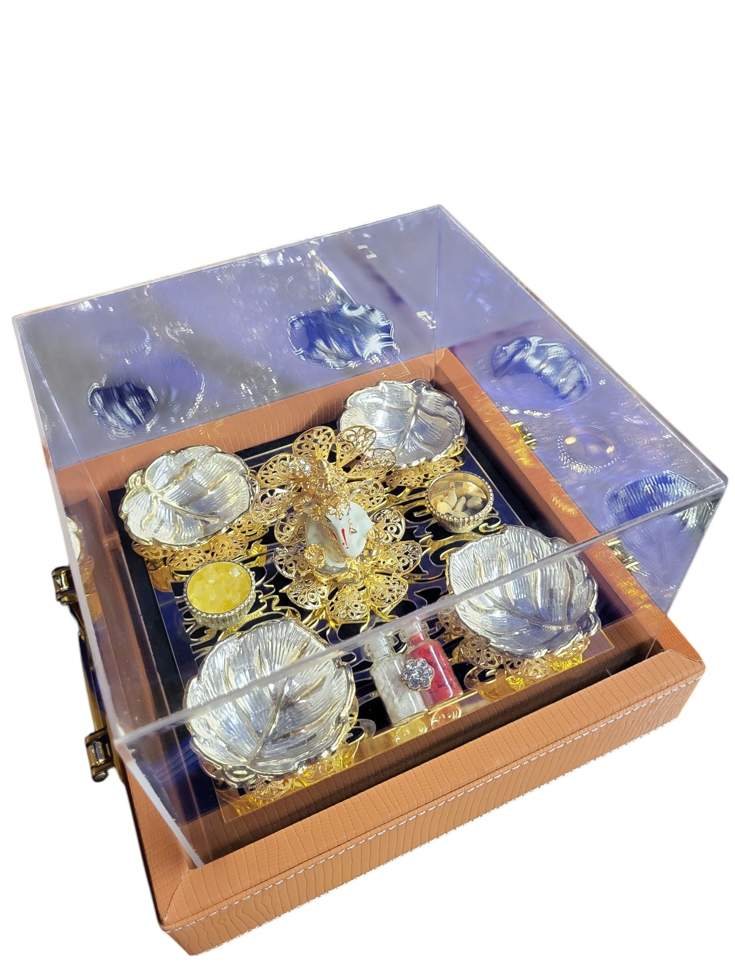 4 Bowl Set With Ganesha in Acrylic Platter Box