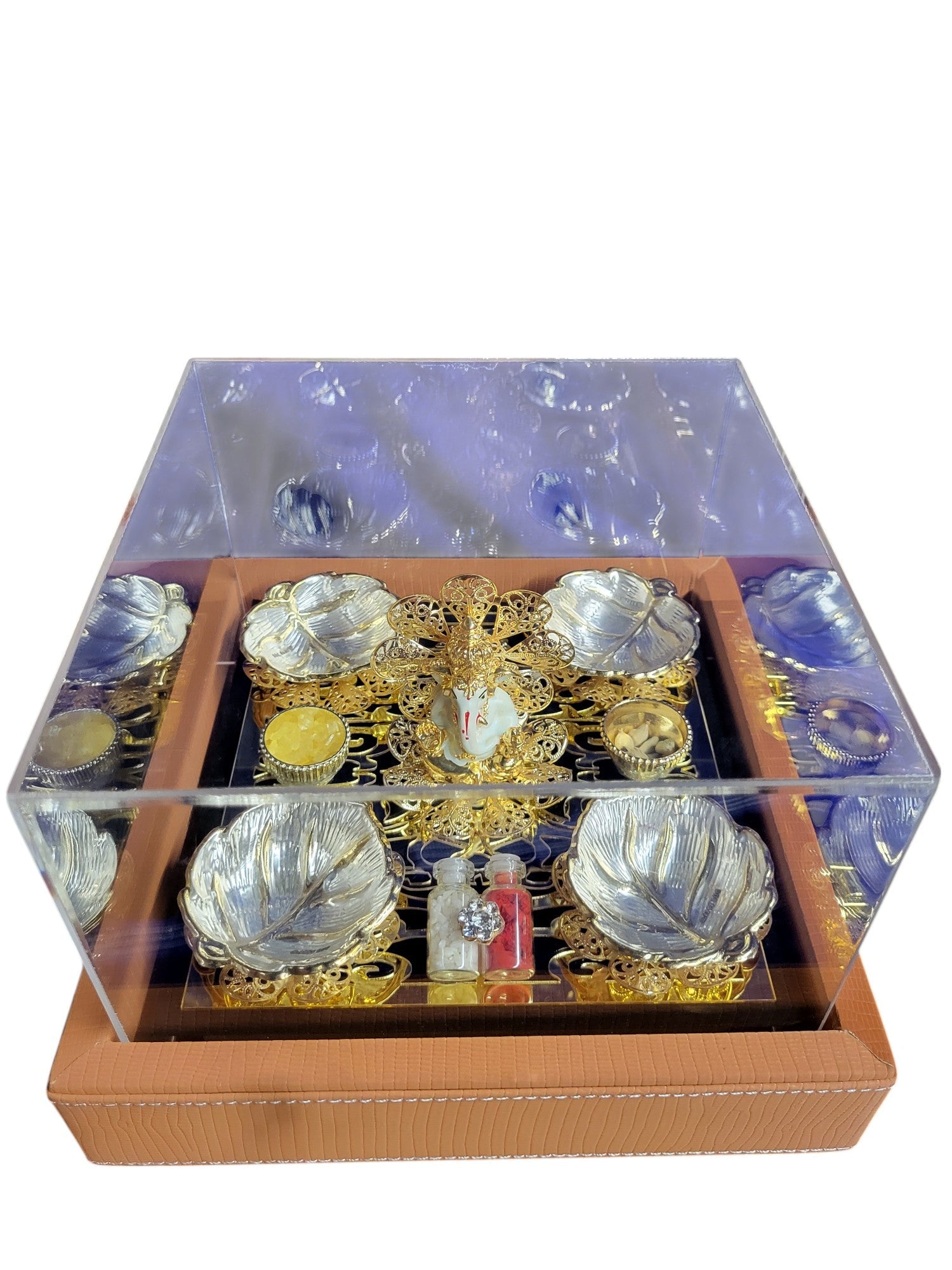 4 Bowl Set With Ganesha in Acrylic Platter Box
