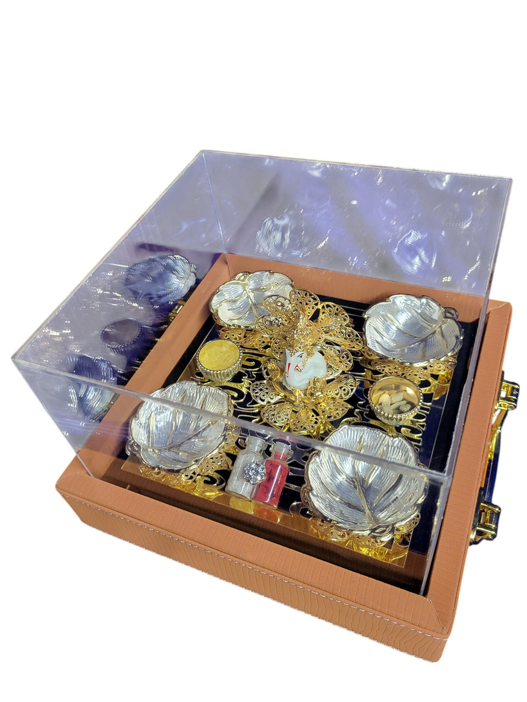 4 Bowl Set With Ganesha in Acrylic Platter Box