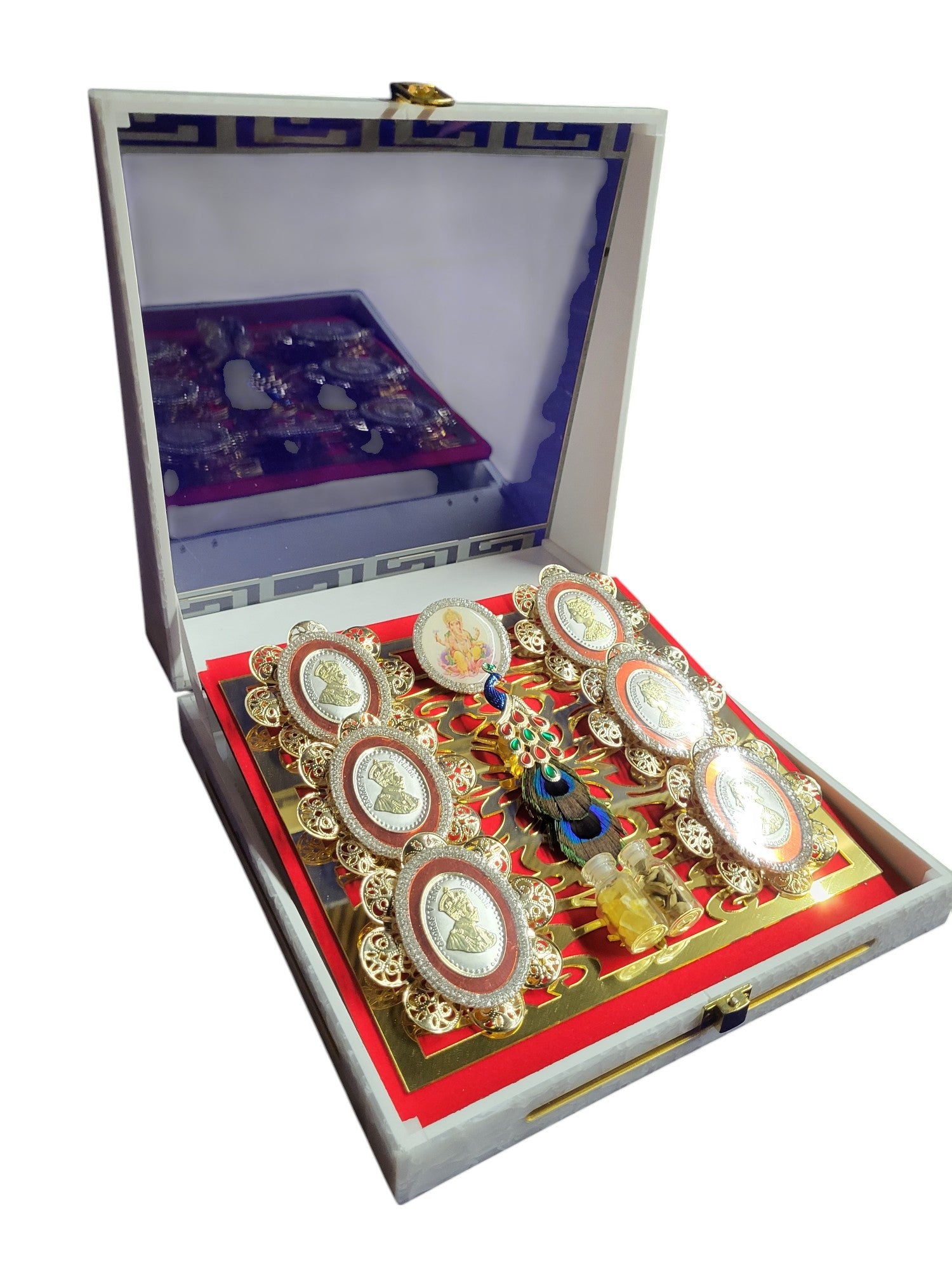 6 Small Coin Set With Ganesha in See Through Box