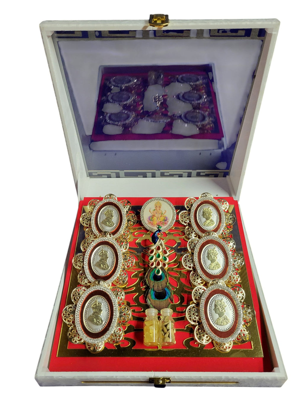 6 Small Coin Set With Ganesha in See Through Box