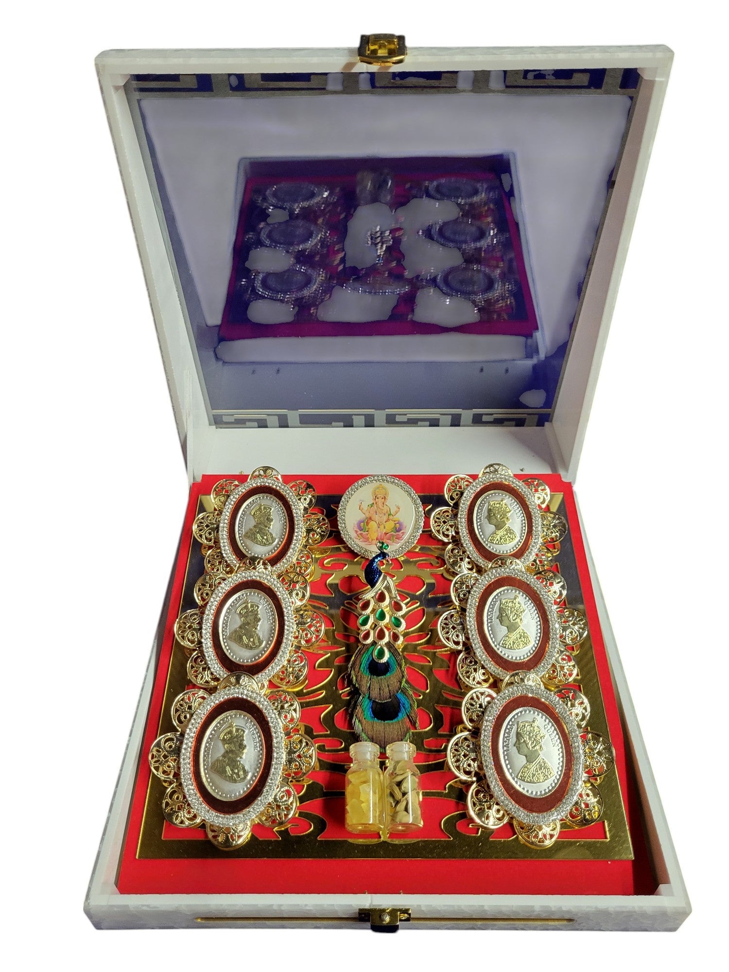 6 Small Coin Set With Ganesha in See Through Box