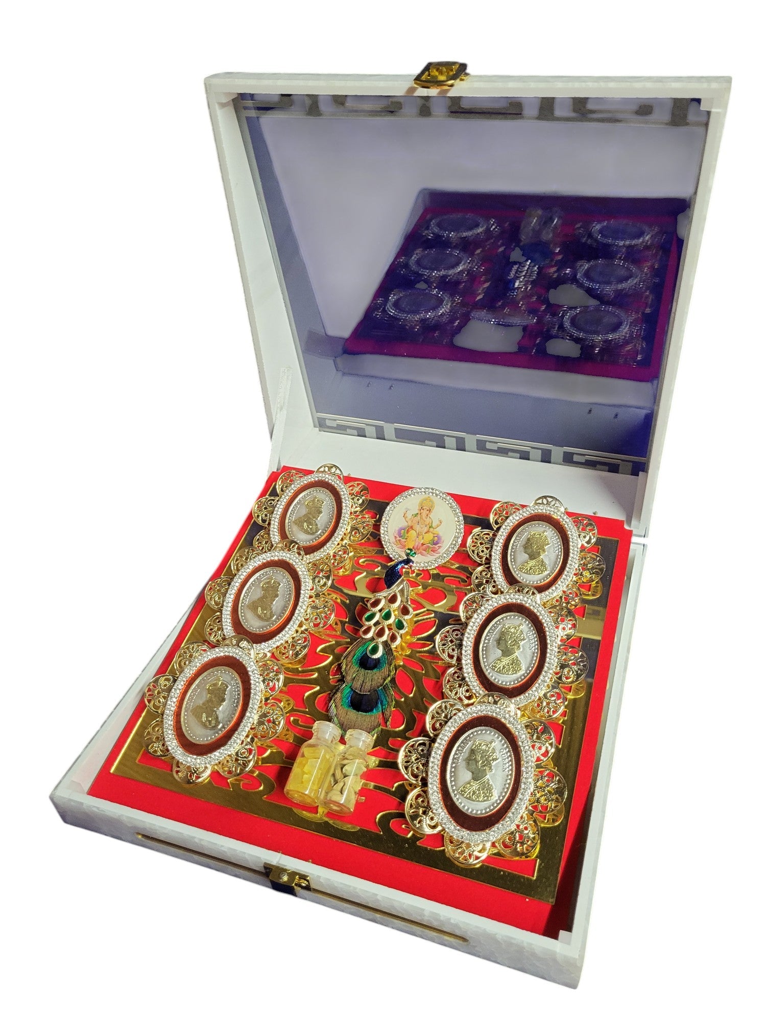 6 Small Coin Set With Ganesha in See Through Box
