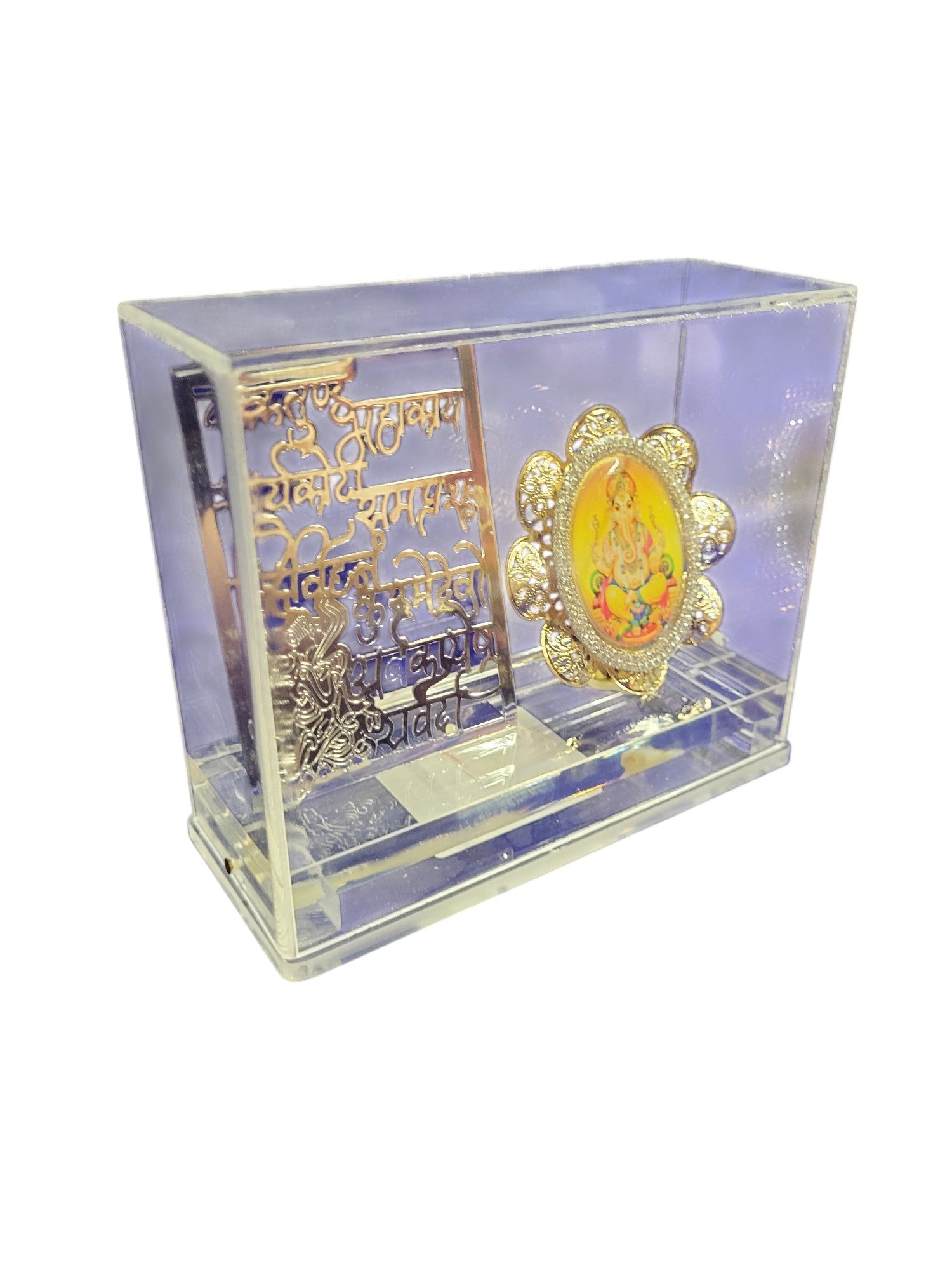 GANESHA COIN SET WITH GANESH MANTRA IN ACRYLIC BOX