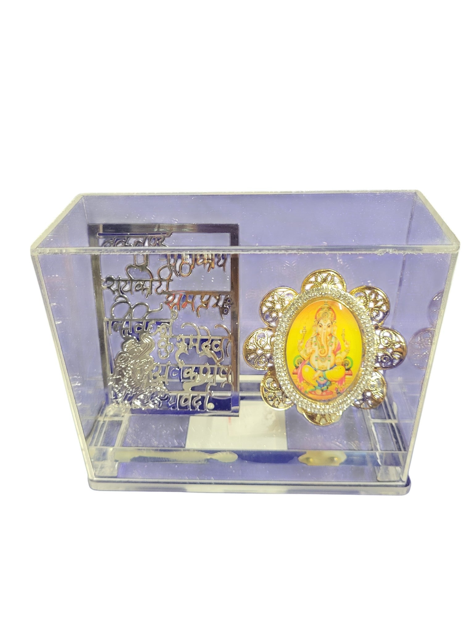 GANESHA COIN SET WITH GANESH MANTRA IN ACRYLIC BOX