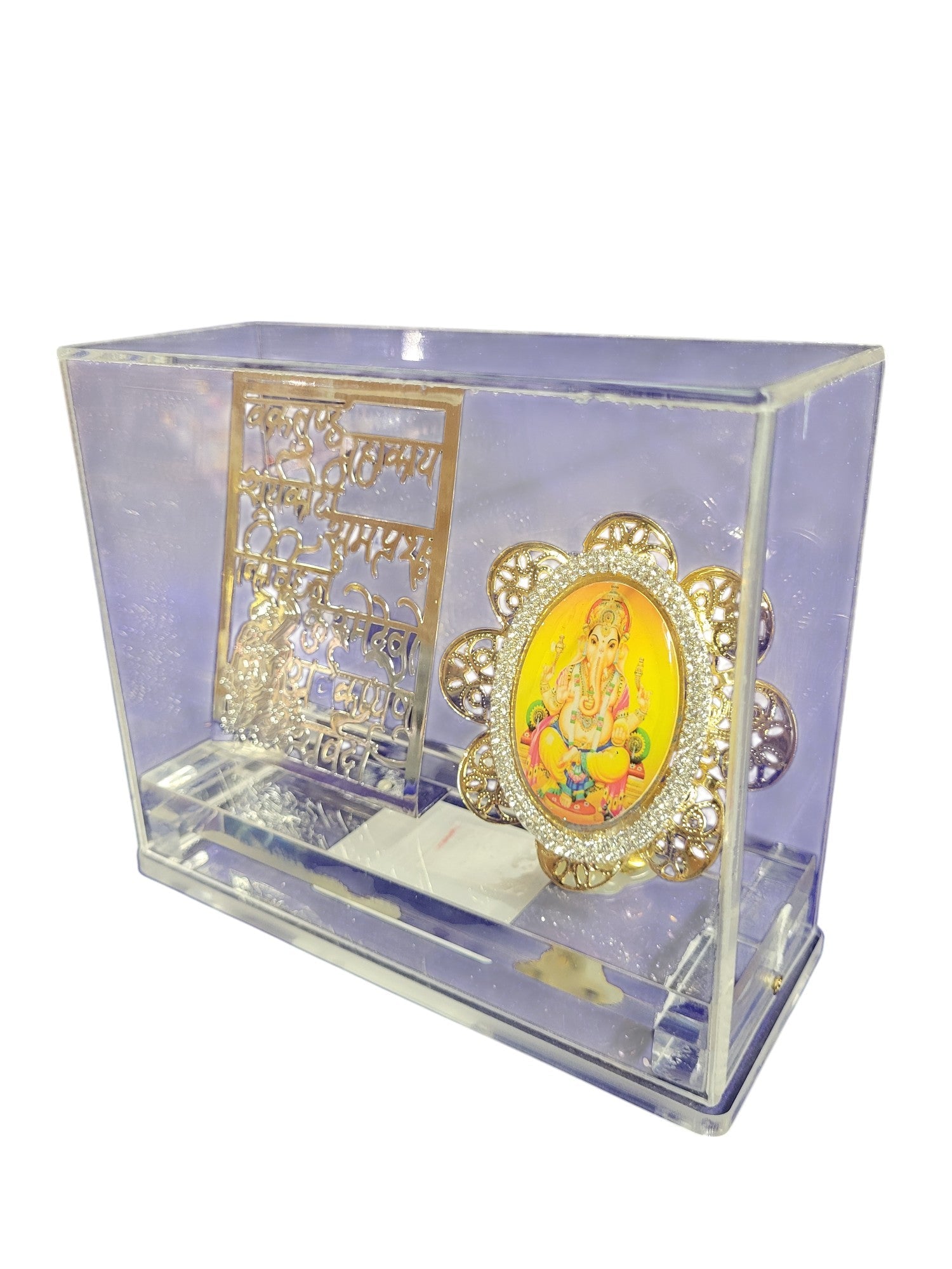GANESHA COIN SET WITH GANESH MANTRA IN ACRYLIC BOX