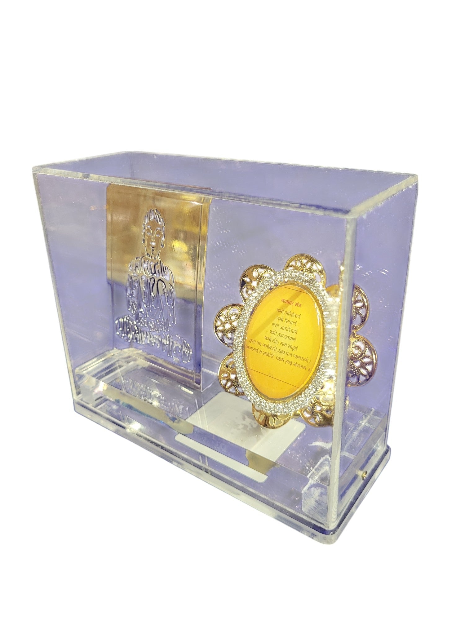 MAHAVIR SWAMI COIN SET WITH NAMOKAR MANTRA IN ACRYLIC BOX