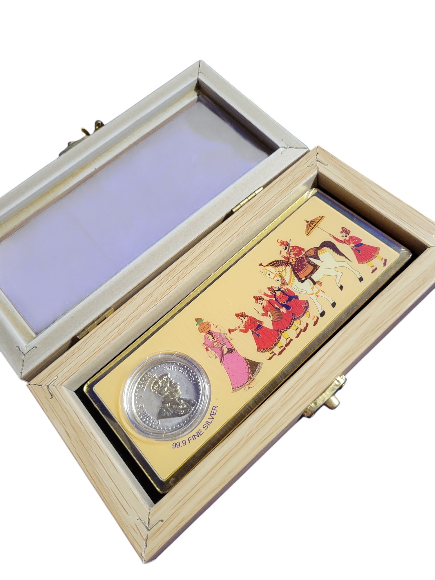 BHARAT SILVER ENVELOPE WITH WOOD BOX