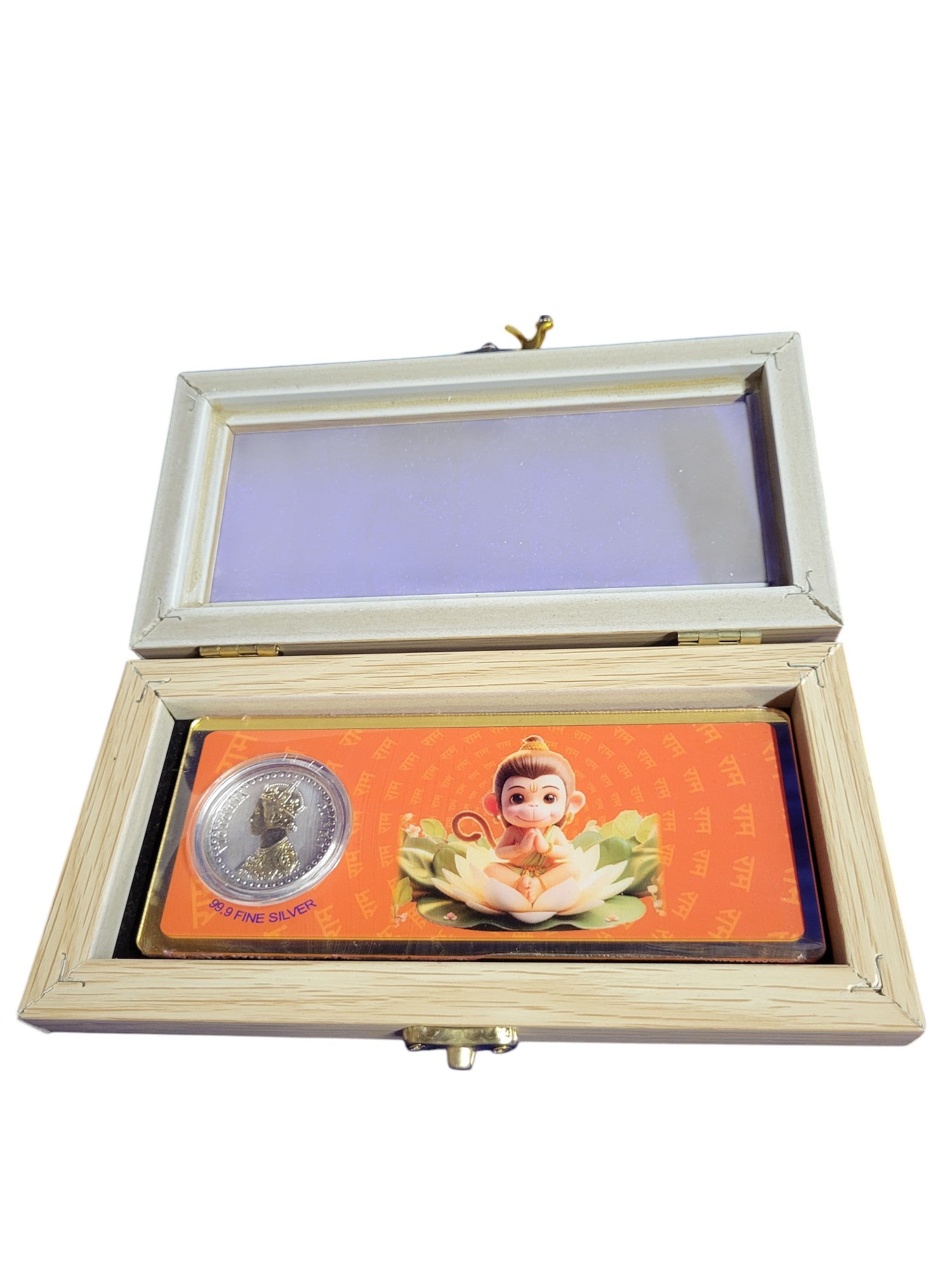 HANUMAN SILVER ENVELOPE WITH WOOD BOX