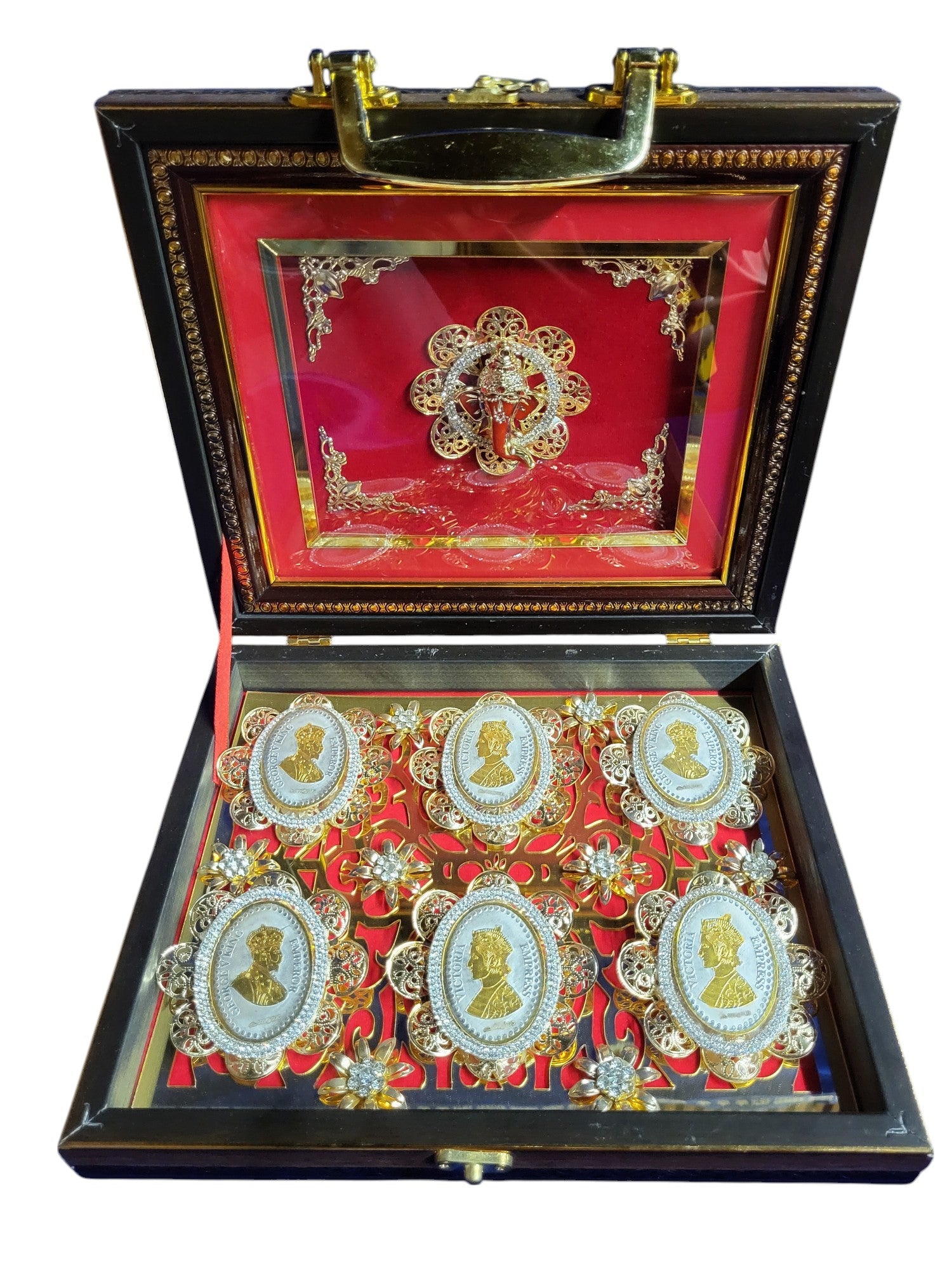 6 PCS 10GM COIN WITH WOODEN BOX WITH GANESHJI