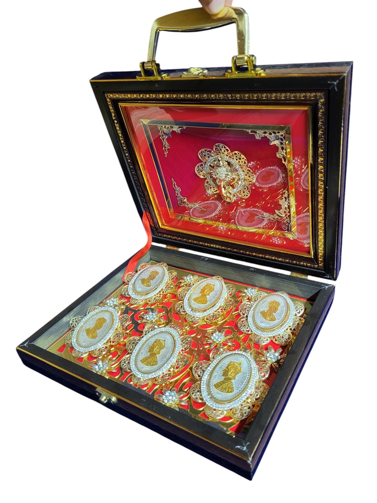 6 PCS 10GM COIN WITH WOODEN BOX WITH GANESHJI