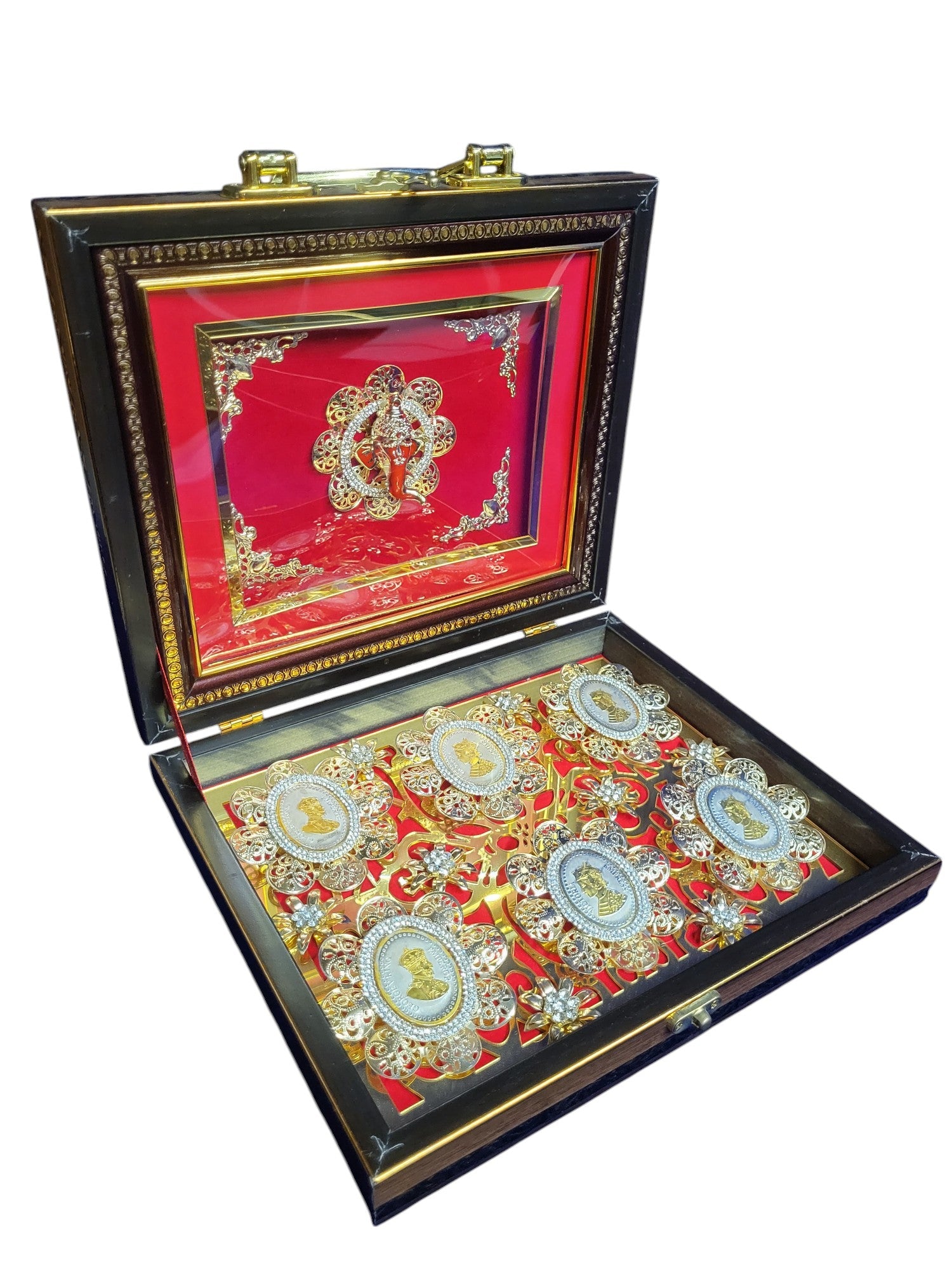 6 PCS 5GM COIN WITH WOODEN BOX WITH GANESHJI