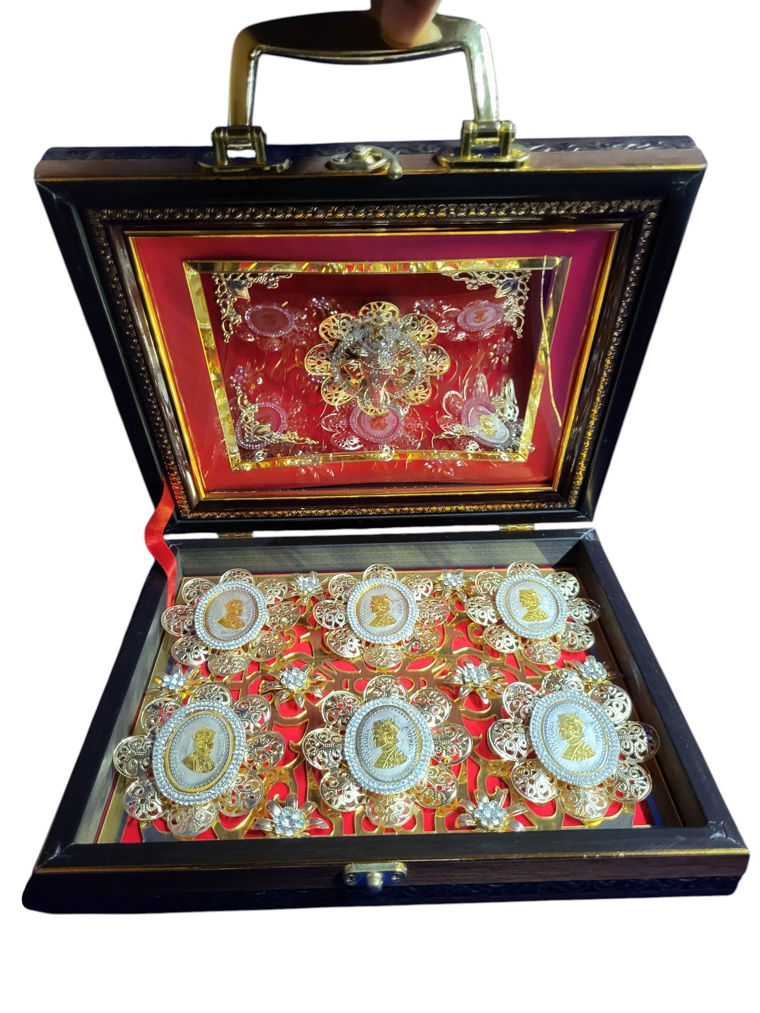 6 PCS 5GM COIN WITH WOODEN BOX WITH GANESHJI