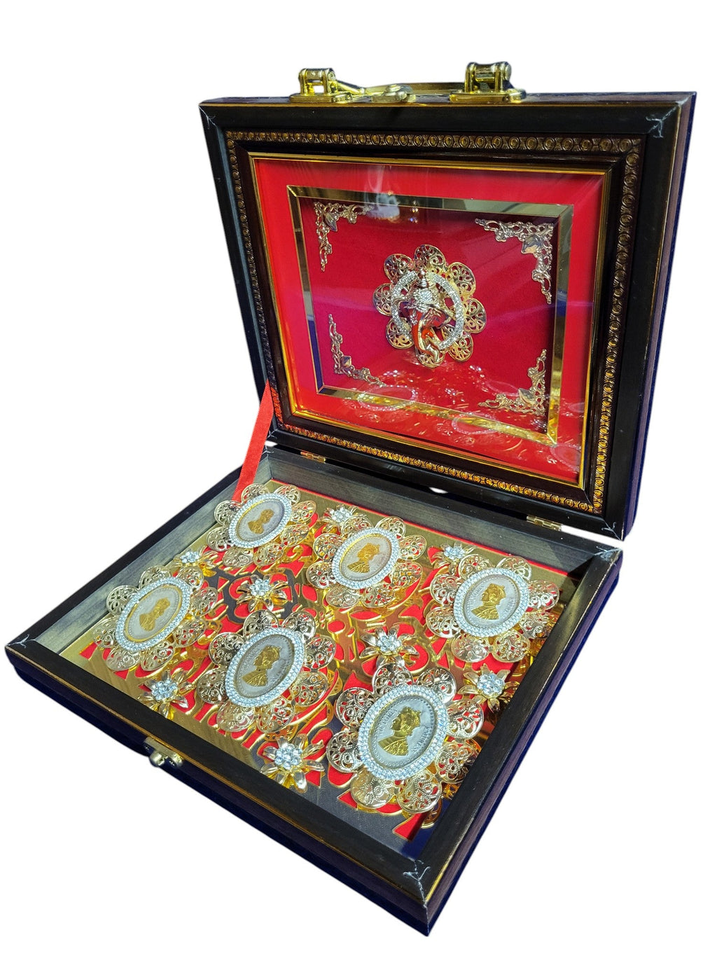 6 PCS 5GM COIN WITH WOODEN BOX WITH GANESHJI