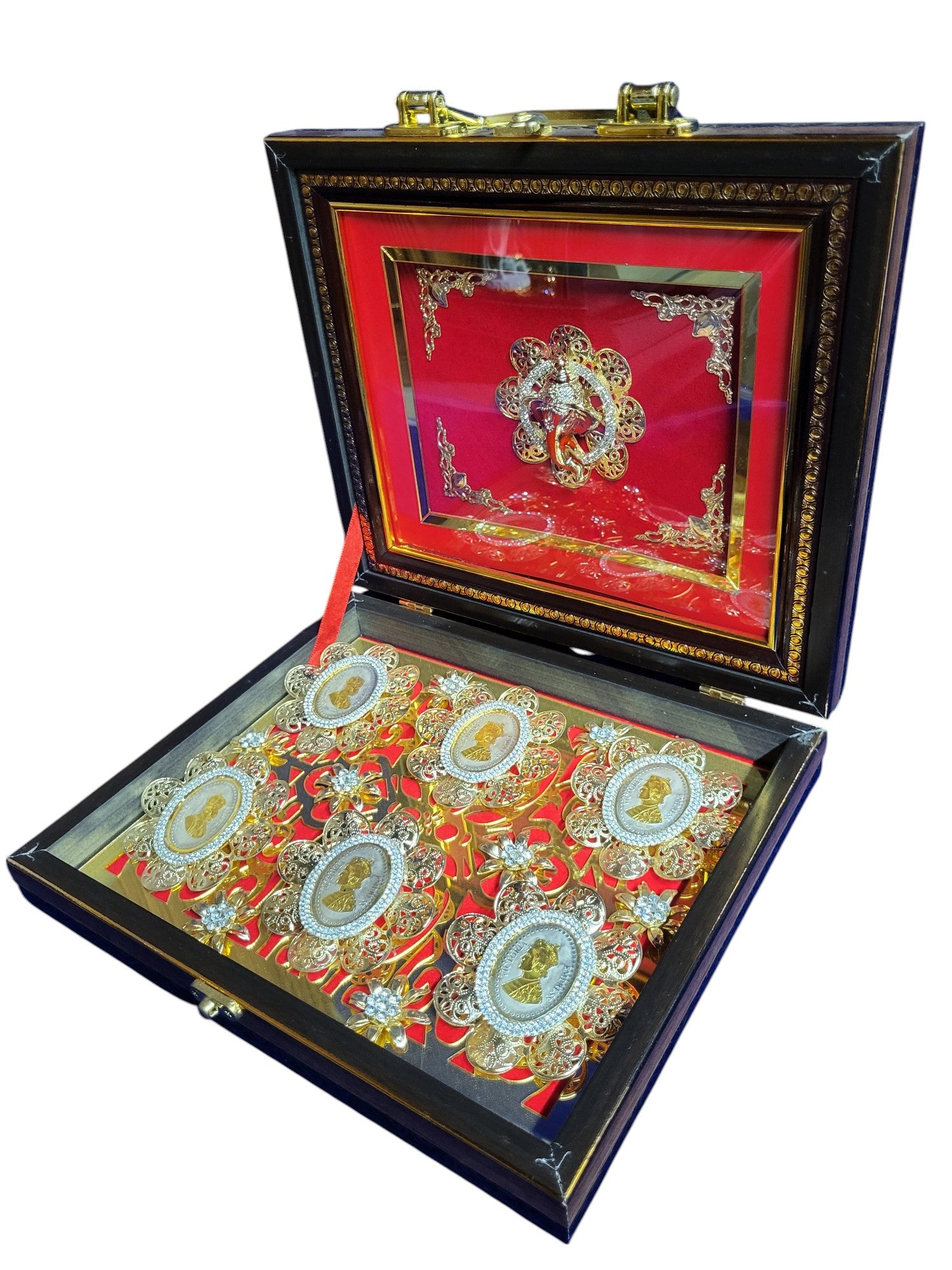 6 PCS 5GM COIN WITH WOODEN BOX WITH GANESHJI