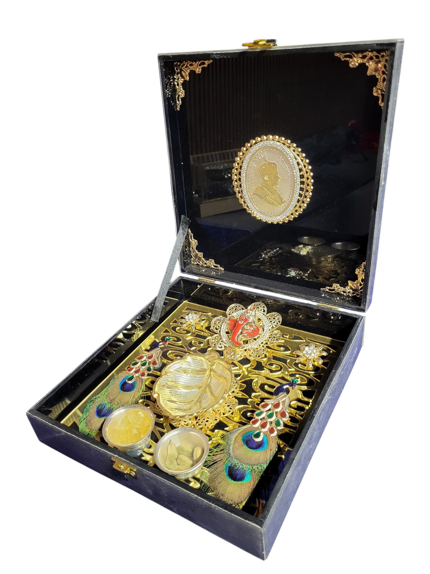 GANESH COIN BOWL SET WITH ACRYLIC BOX