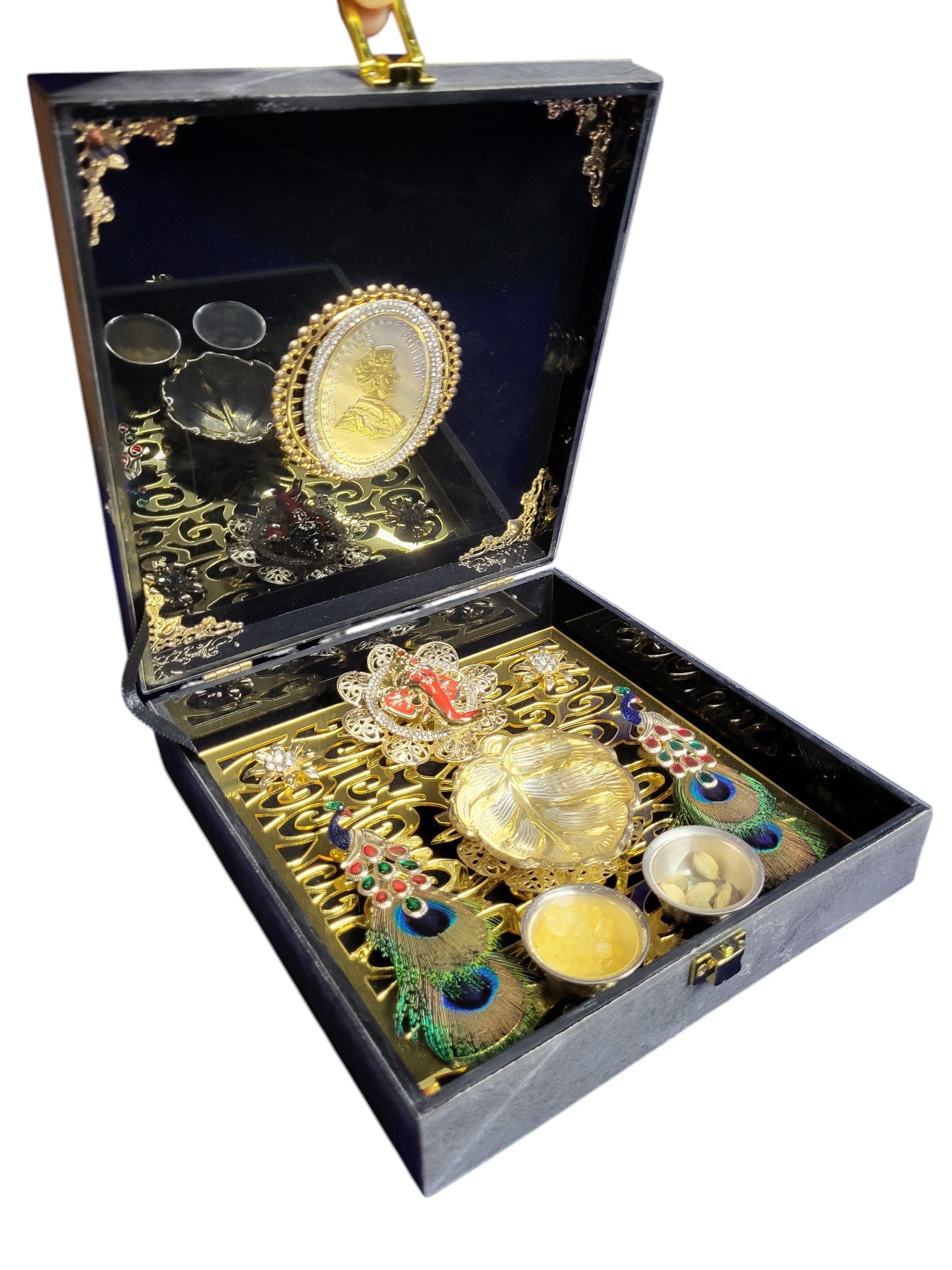 GANESH COIN BOWL SET WITH ACRYLIC BOX