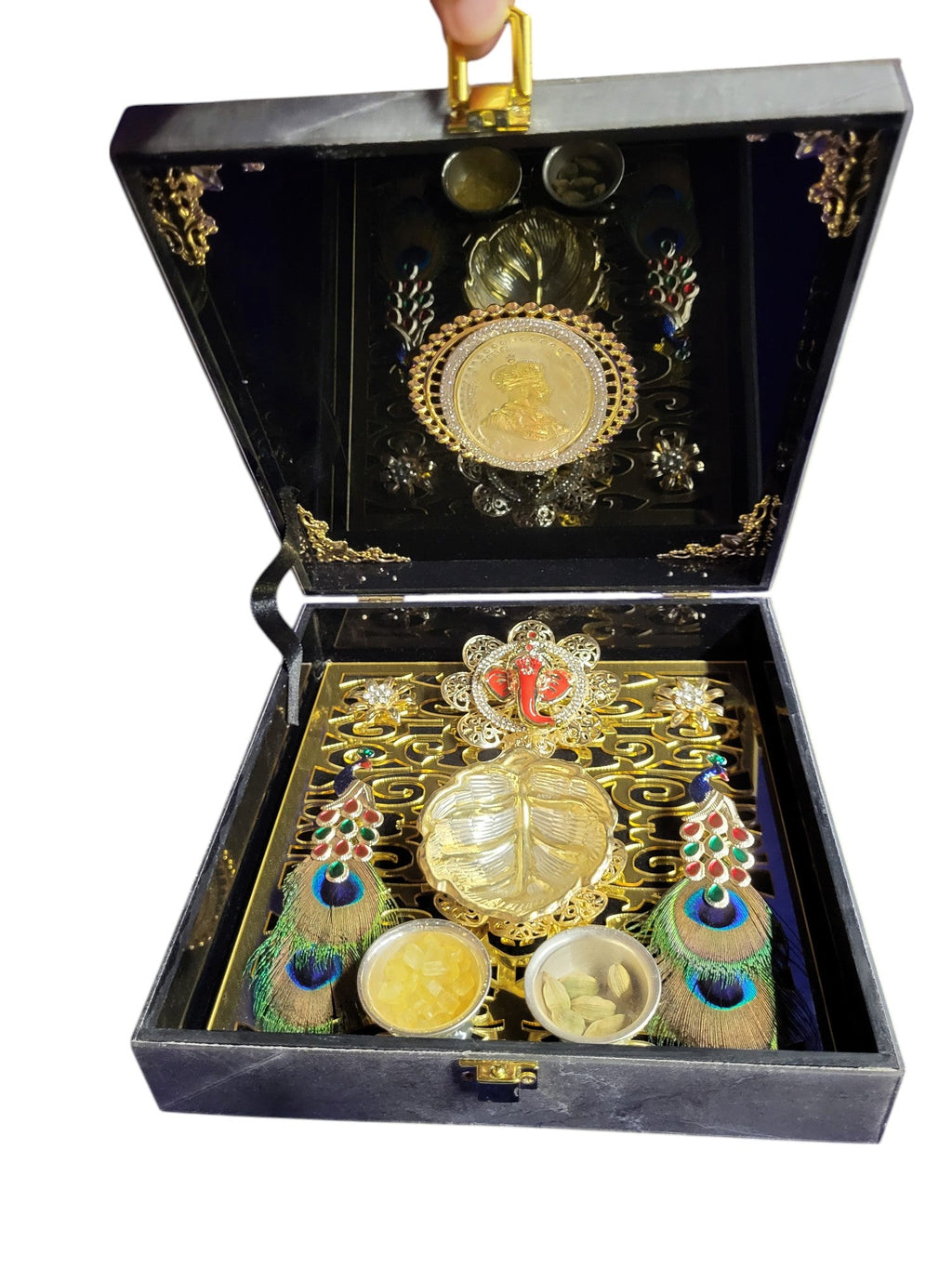 GANESH COIN BOWL SET WITH ACRYLIC BOX