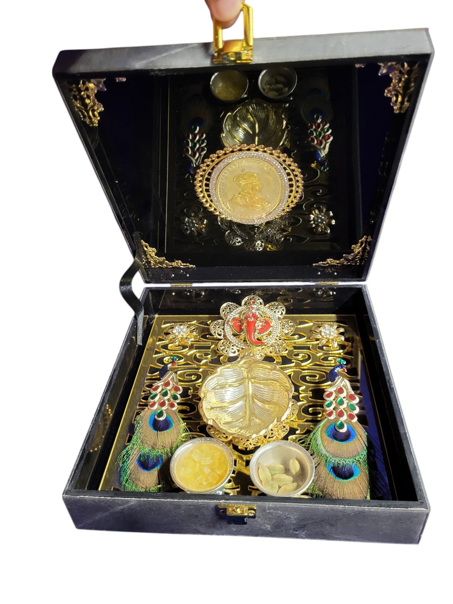 GANESH COIN BOWL SET WITH ACRYLIC BOX