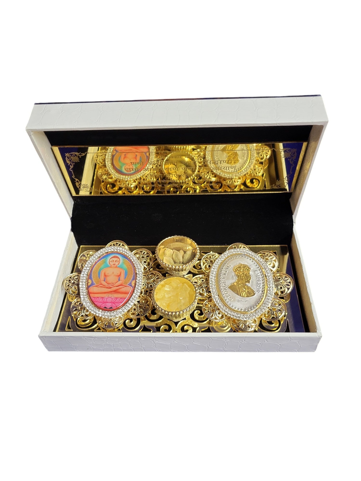 BIG COIN SET WITH MAHAVIR SWAMI PICTURE IN FUSION BOX