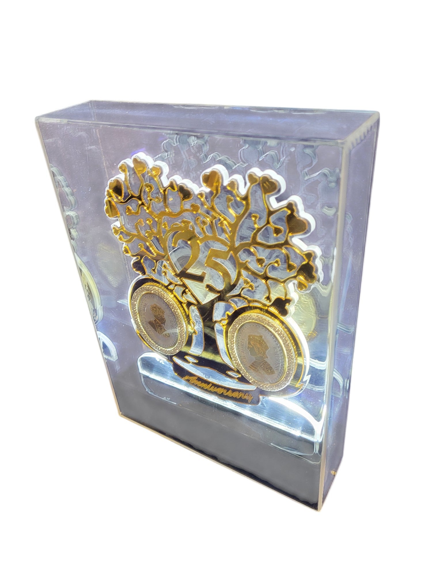 2 BIG COIN WITH 25TH ANNIVERSARY IN ACRYLIC BOX