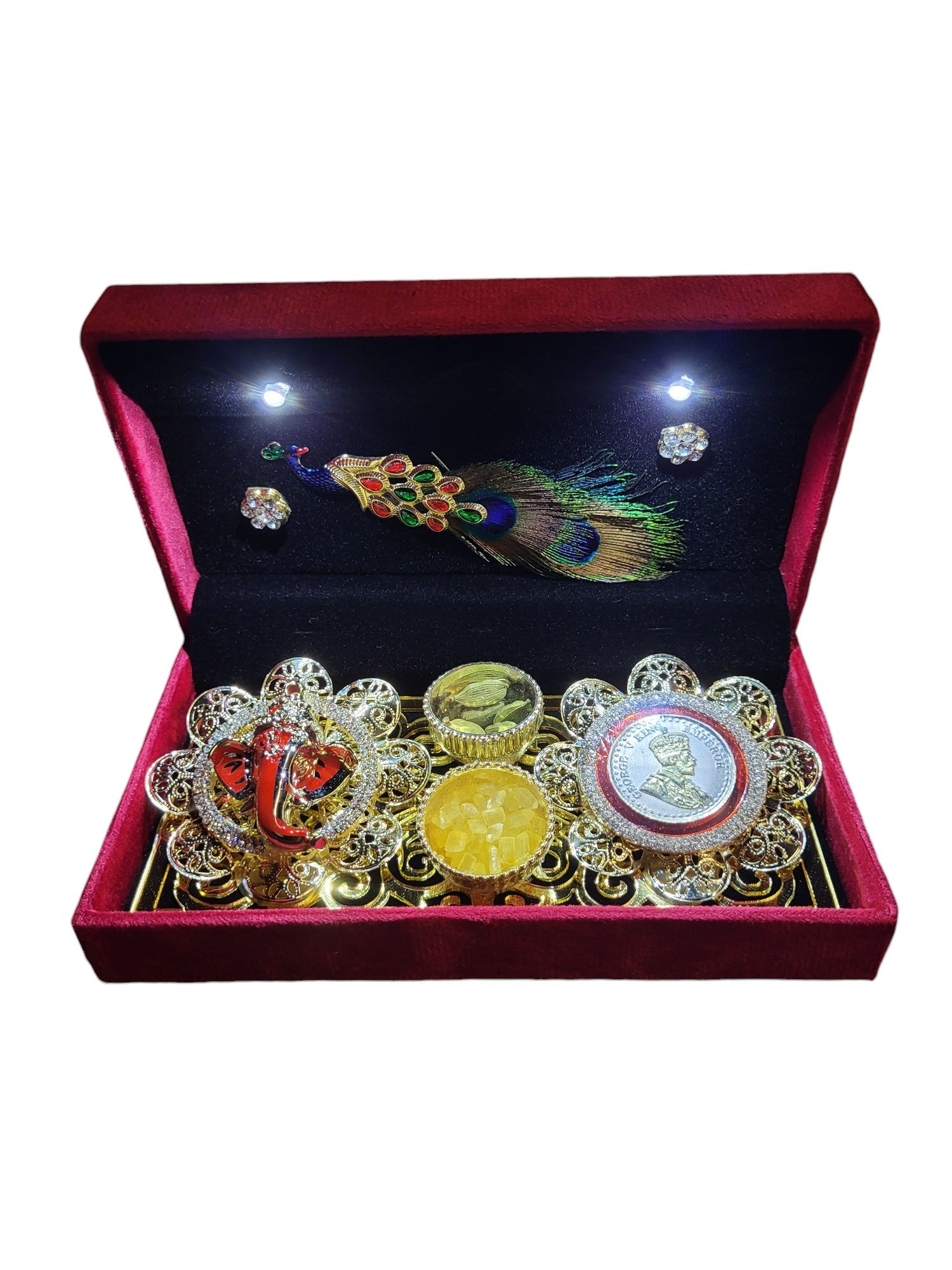 2.5GM COIN SET WITH GANESHA IN LED BOX"""