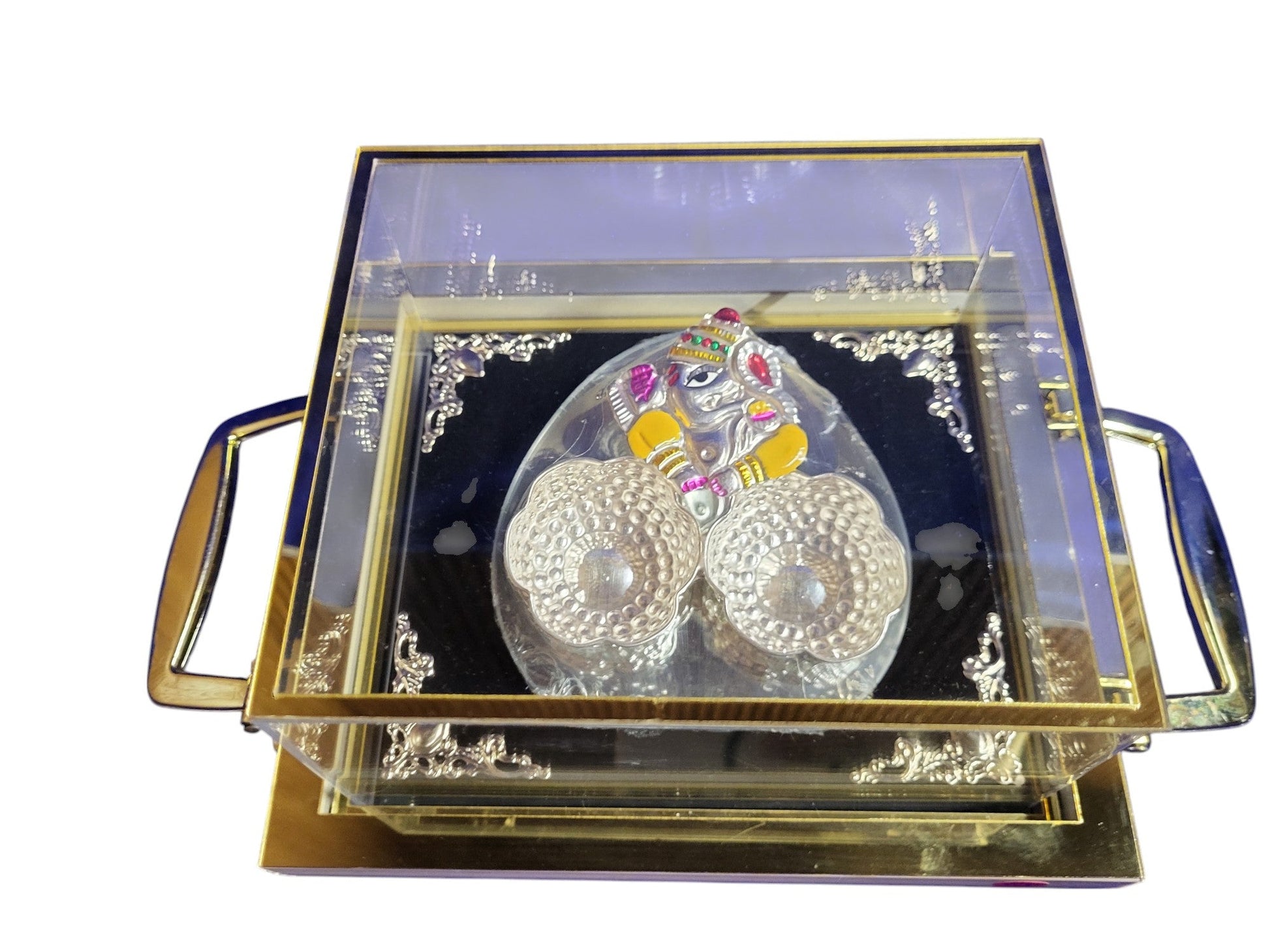 2 KATORI TILAK GANESHA SET WITH GLASS BASE