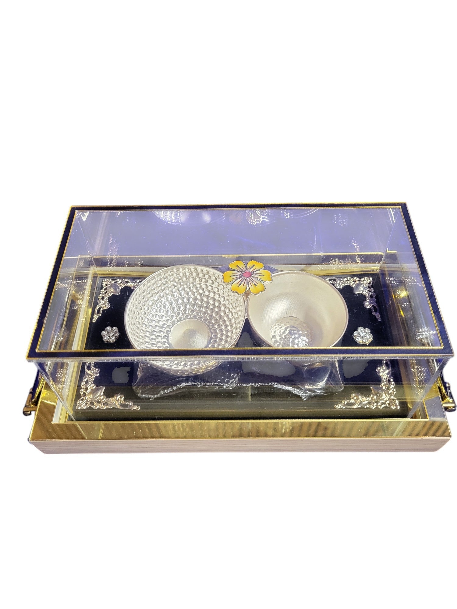 ANTIQUE DOUBLE BOWL SET WITH MEENA FLOWER"