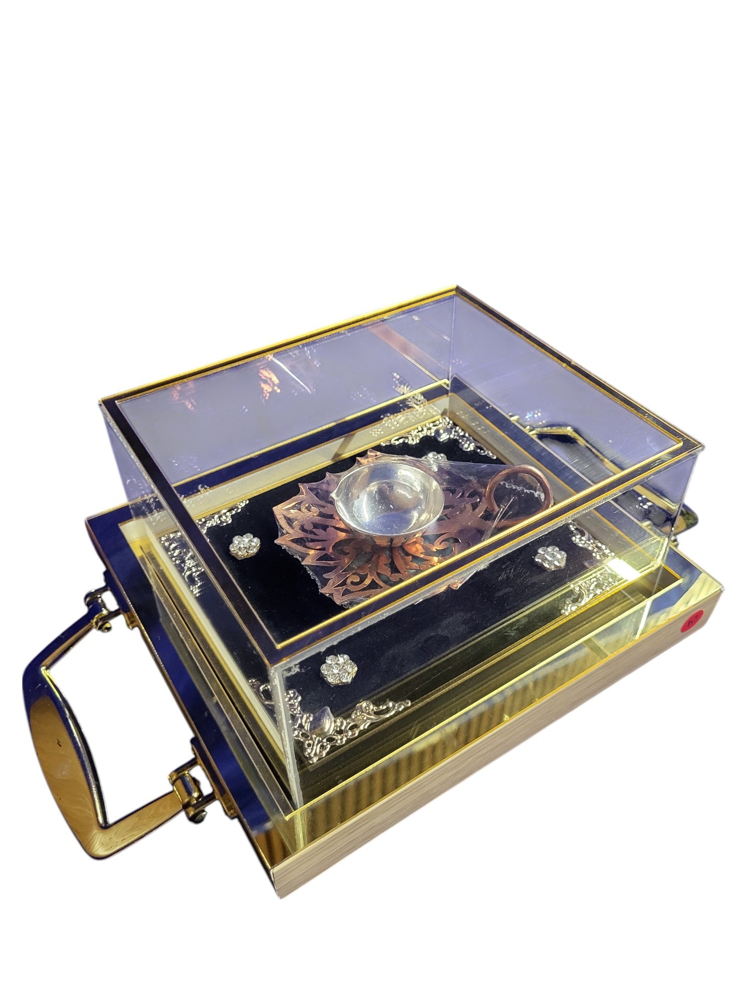 DEEPAM SET WITH COPPER JALI WITH GRANITE BASE