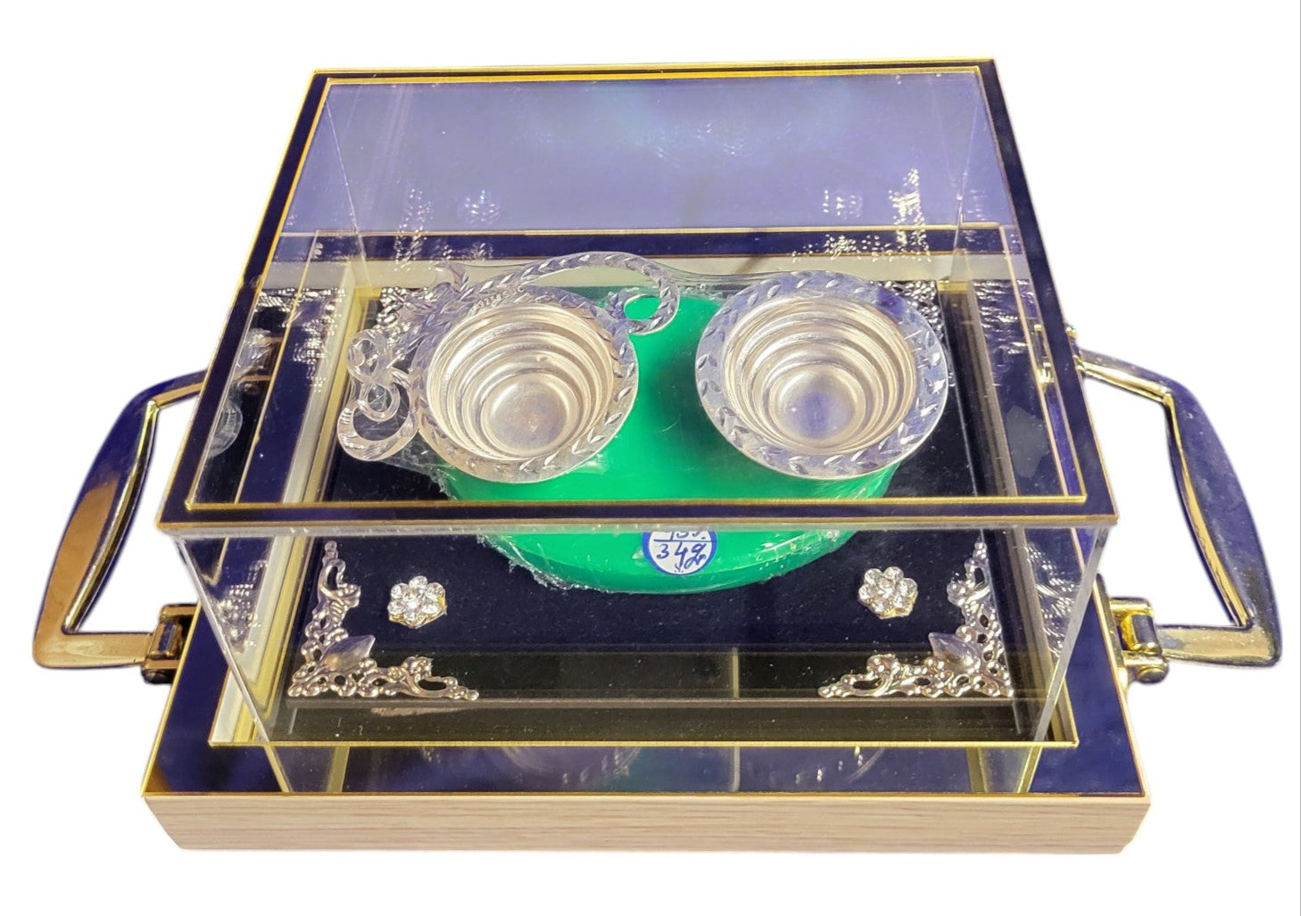 2 PCS FANCY KATORI SET IN GREEN ACRYLIC BASED