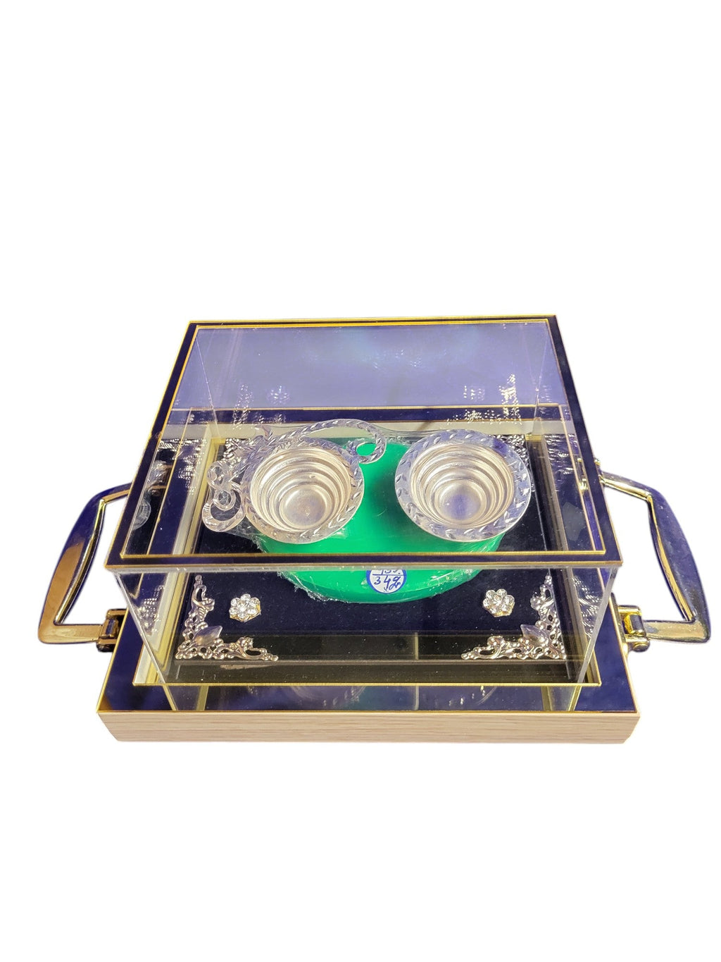 2 PCS FANCY KATORI SET IN GREEN ACRYLIC BASED""